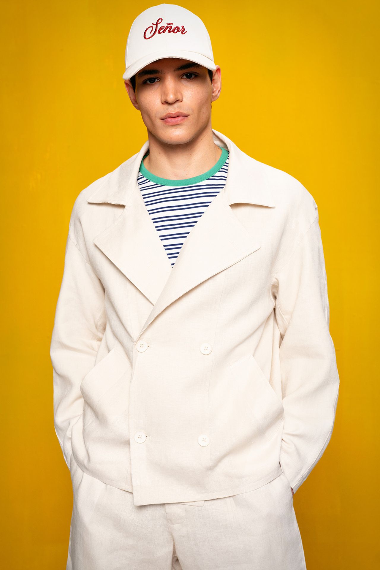 GIESTO Double Breasted Linen Jacket 1