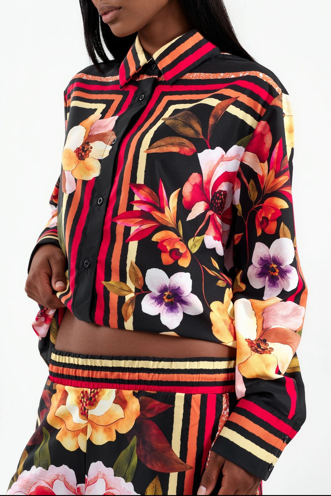 MSN Floral Shirt And Wide-leg Trouser Set 4
