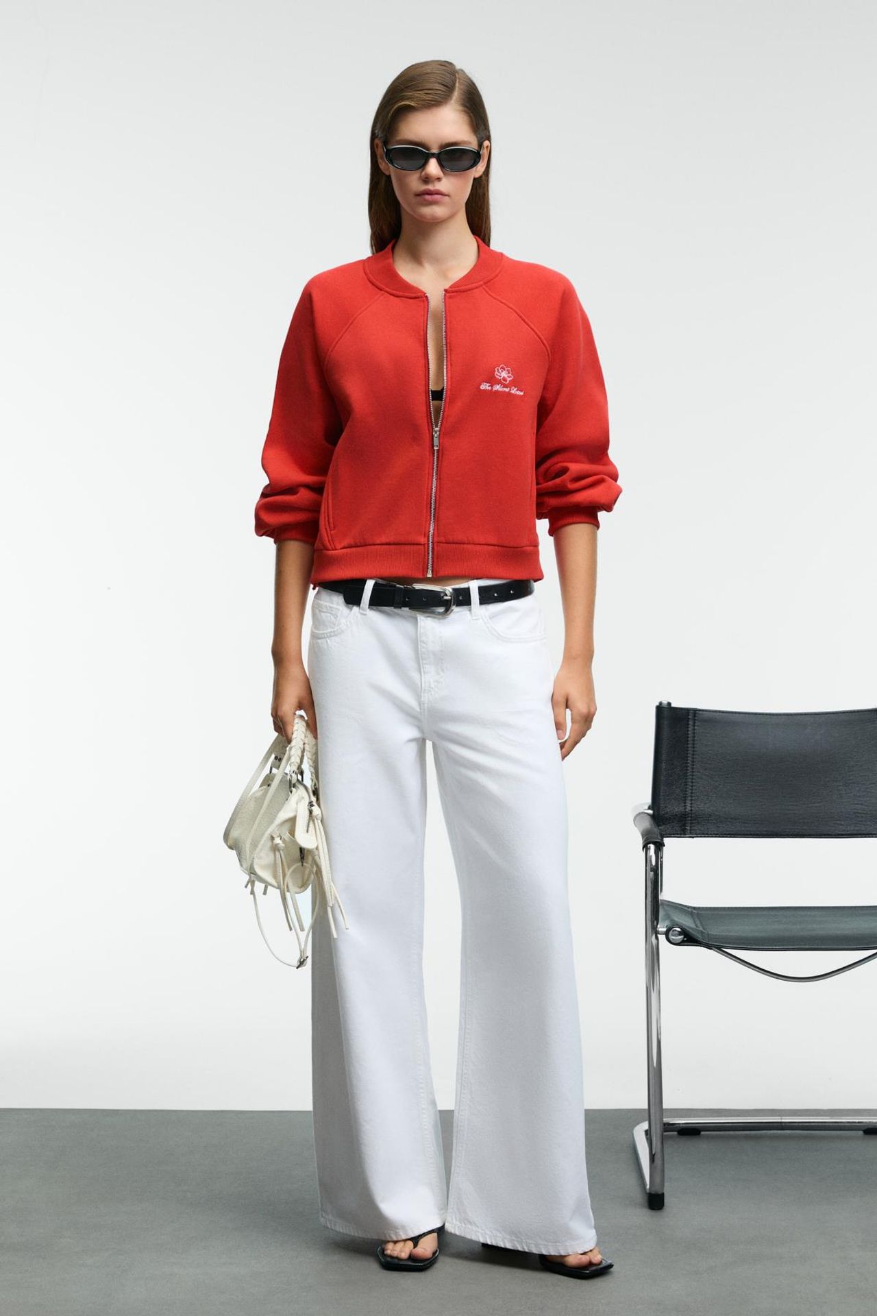 GRIMELANGE Embroidered Mandarin Collar Zip Sweatshirt 2