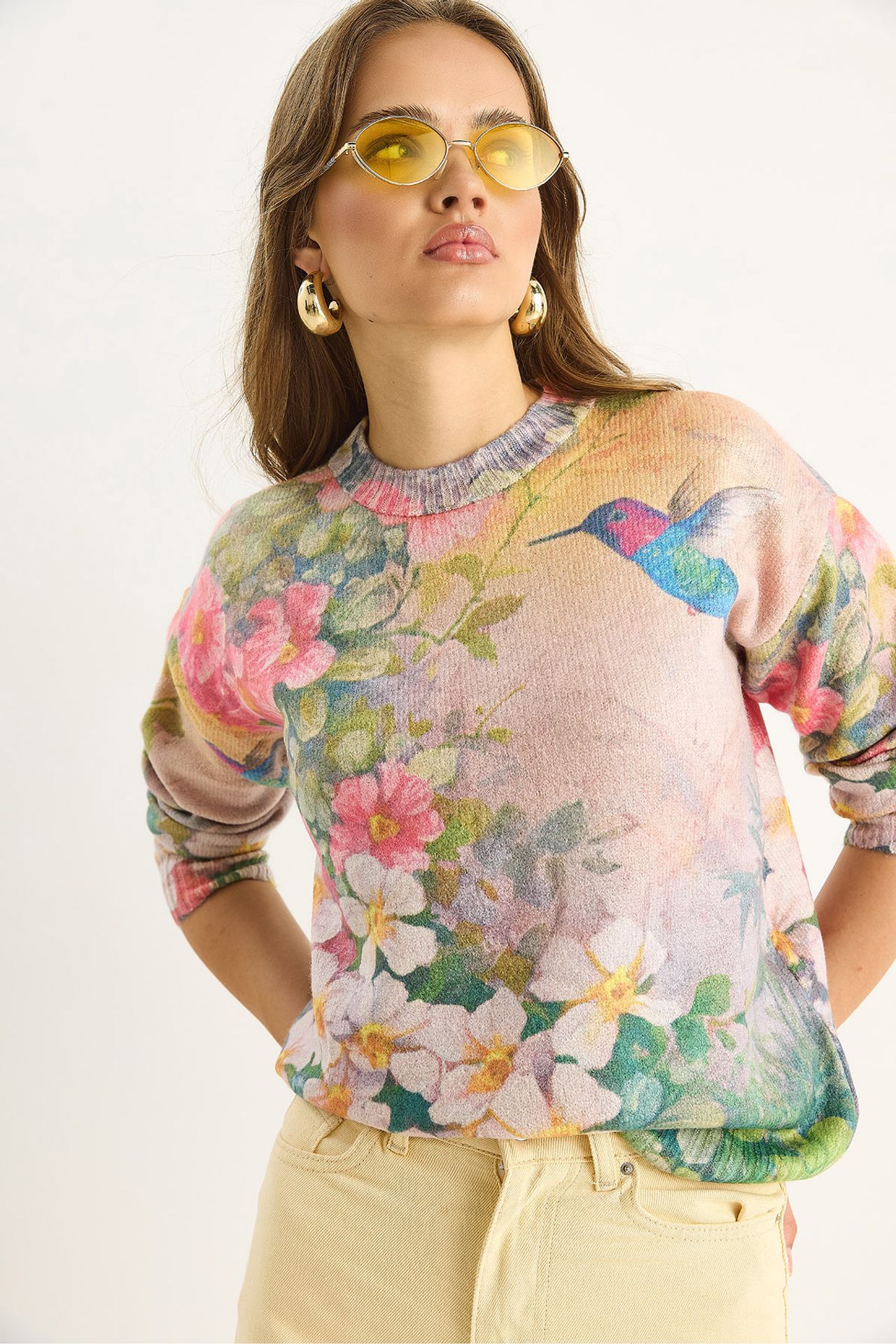LUCCI Pattern Knit Sweater with Crew Neck 3