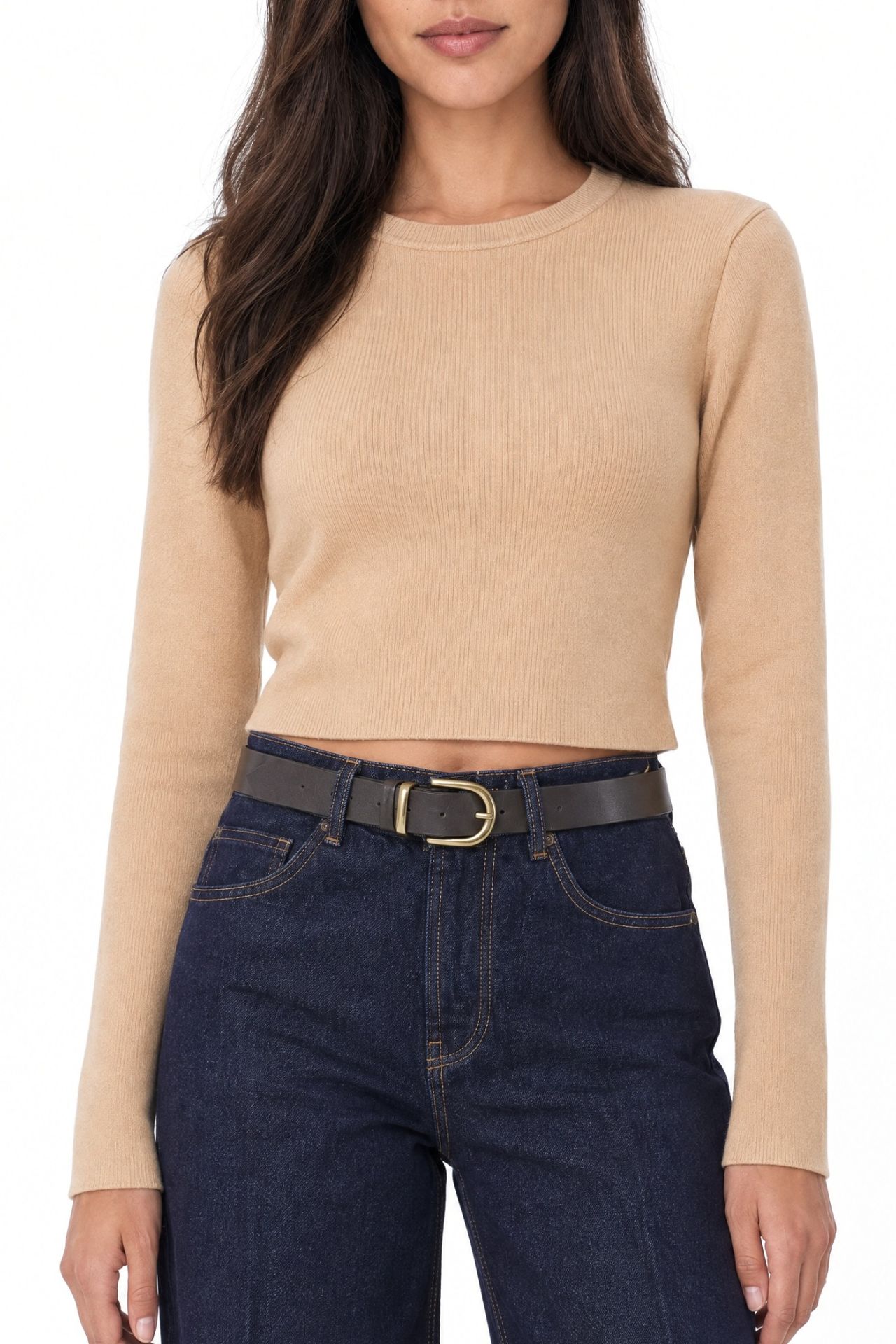 Mixray Long Sleeve Basic Crop Knit Top 4