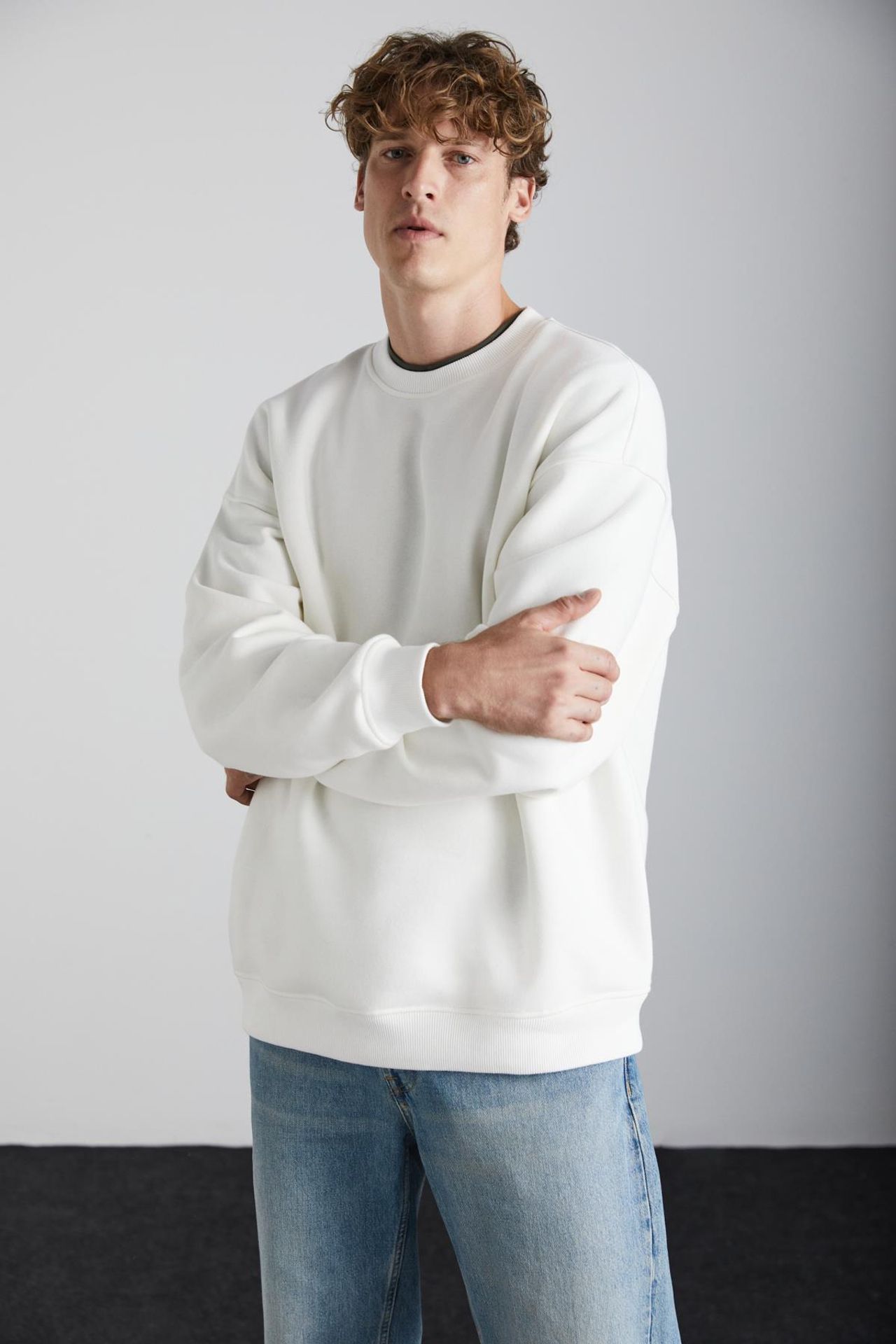 GRIMELANGE Bol Kesim Fitilli Bisiklet Yaka Sweatshirt 1