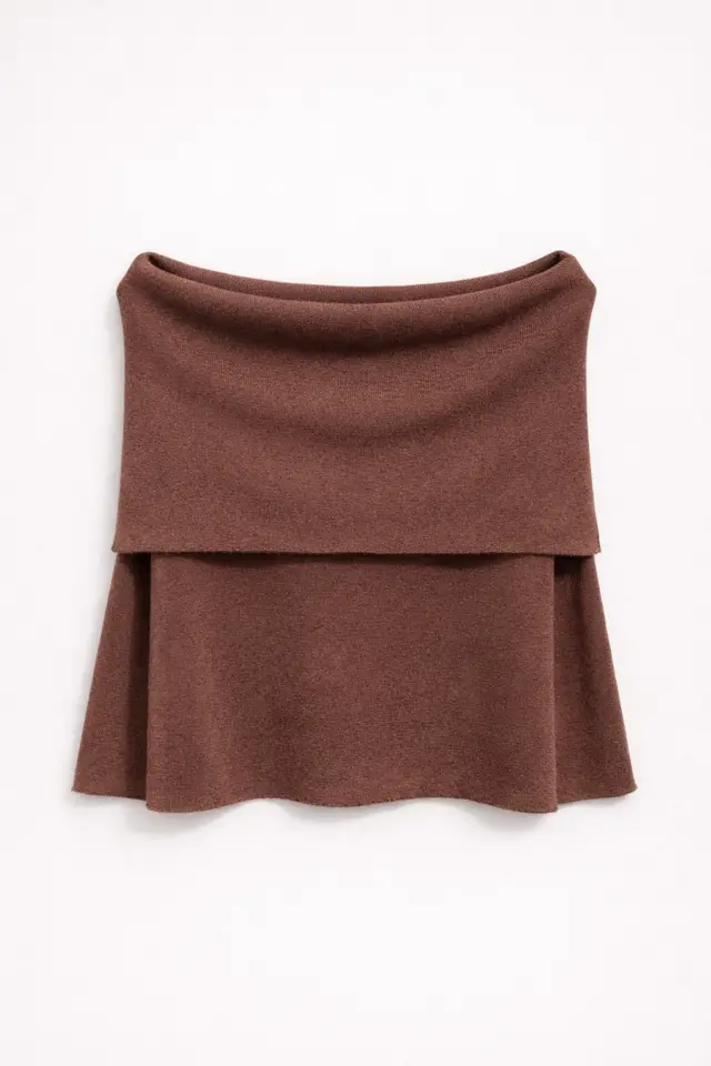 MIXRAY Oversized Ribbed Knitwear Blouse with Madonna Collar