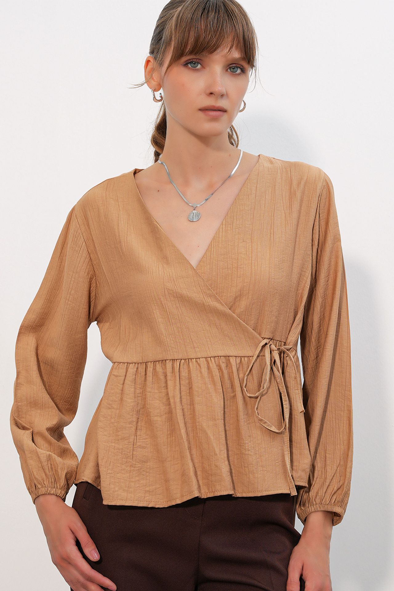 BDART V-Neck Tie Detail Crepe Wrap Blouse 1
