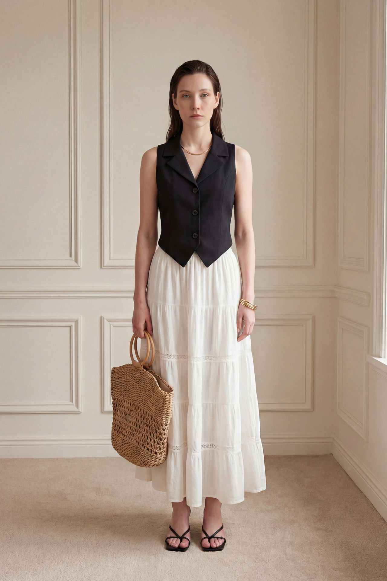 MY FASHION Sleeveless Buttoned Waistcoat with Back Detail 3