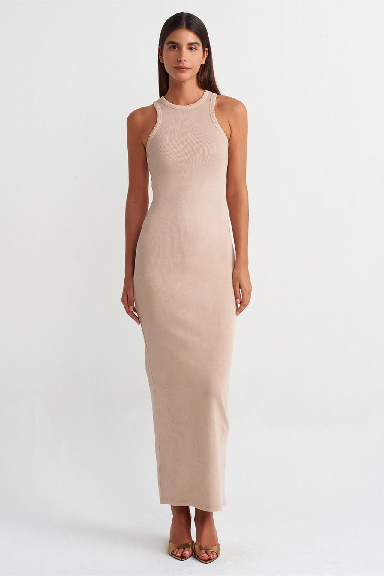 DILVIN Fitilli Bodycon Maxi Elbise 1
