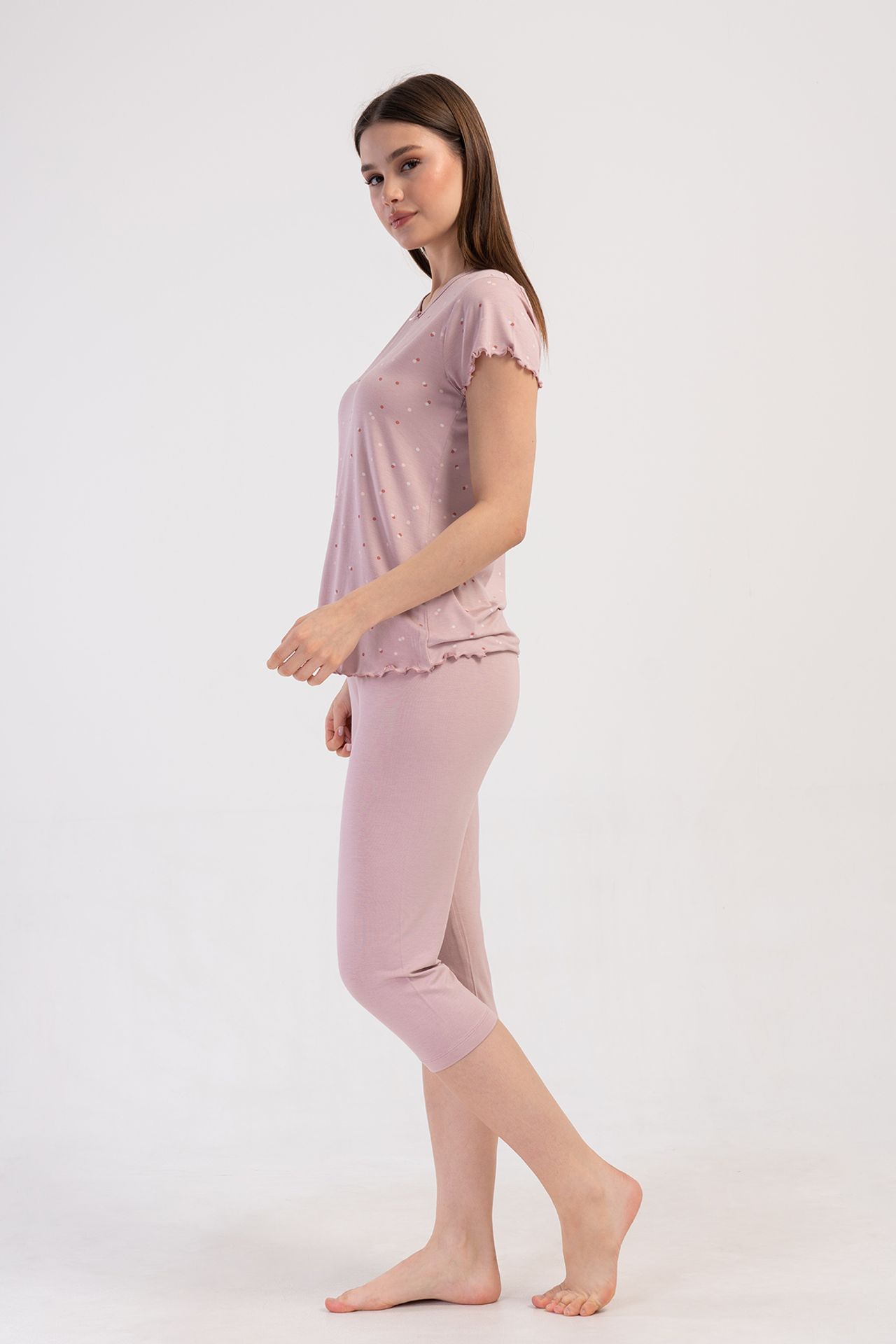 YAKE Kayık Yaka İki Parçalı Pijama Takımı 2