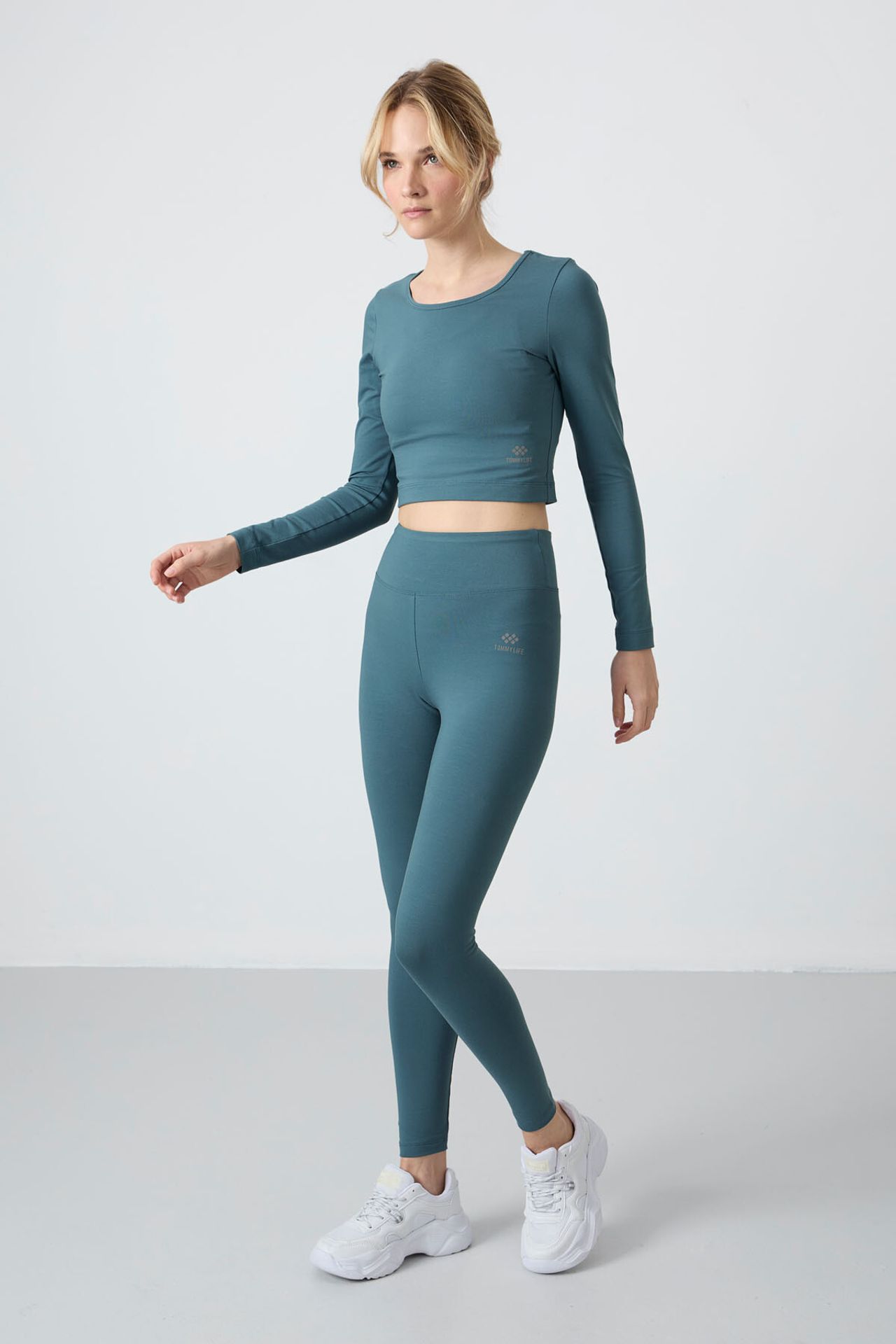 TOMMY Cotton Elastane Crop T-Shirt And Leggings Set 2