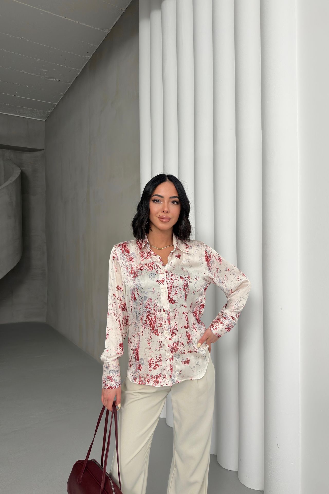 MY FASHION Printed Crepe Buttoned Shirt 4