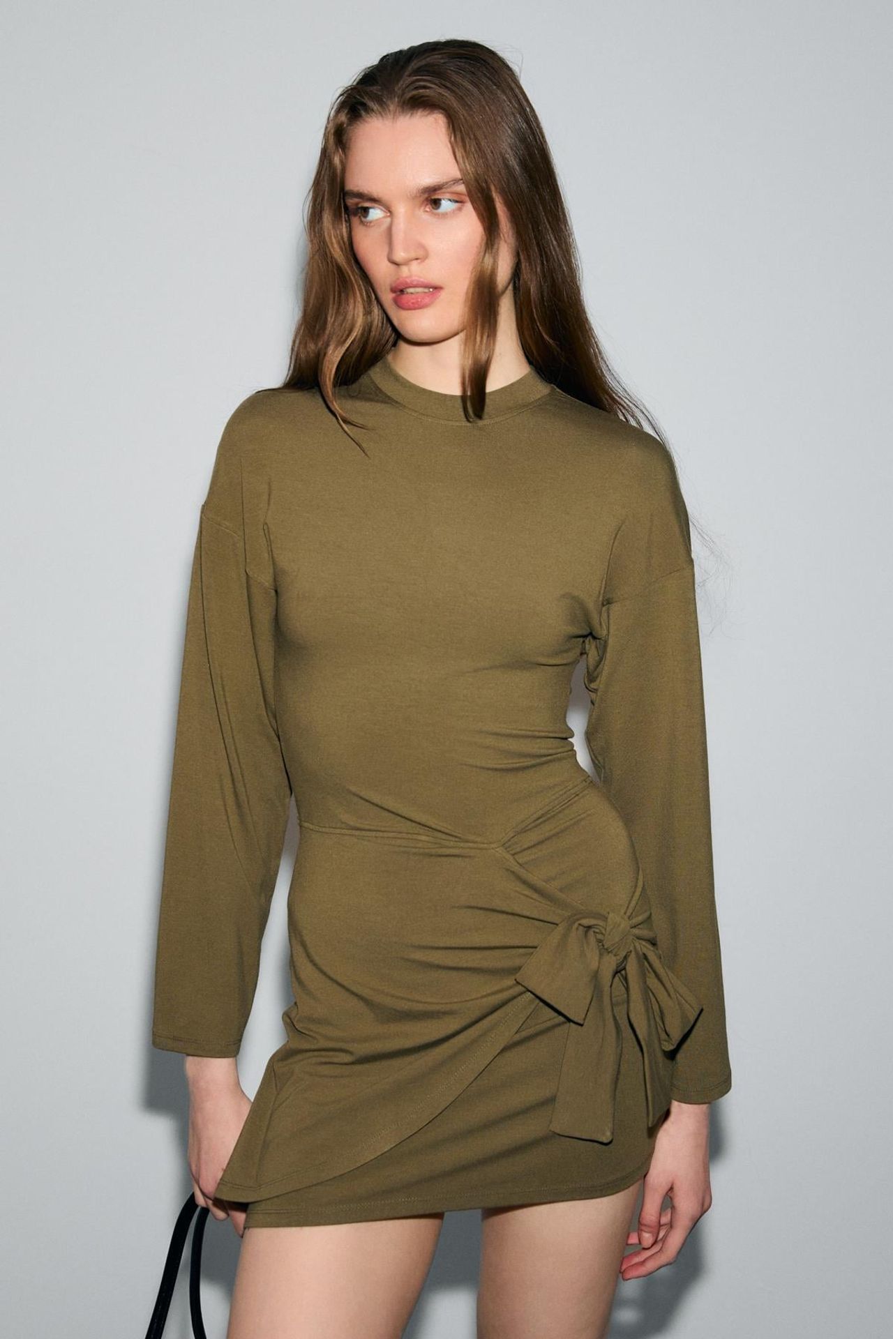 GRIMELANGE Crew Neck Tie Detail Mini Dress 2