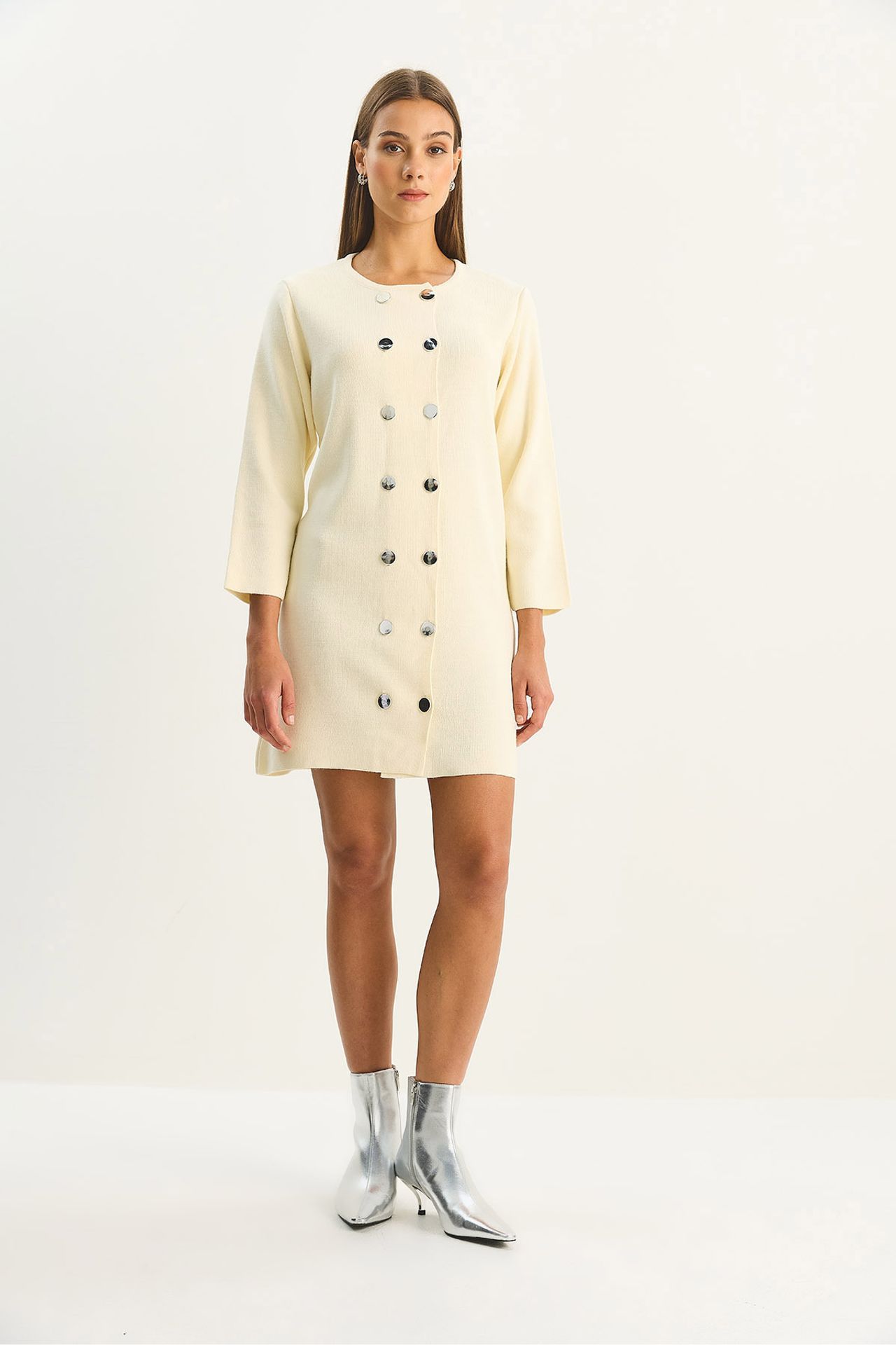 LUCCI Knit Mini Dress with Buttoned 2