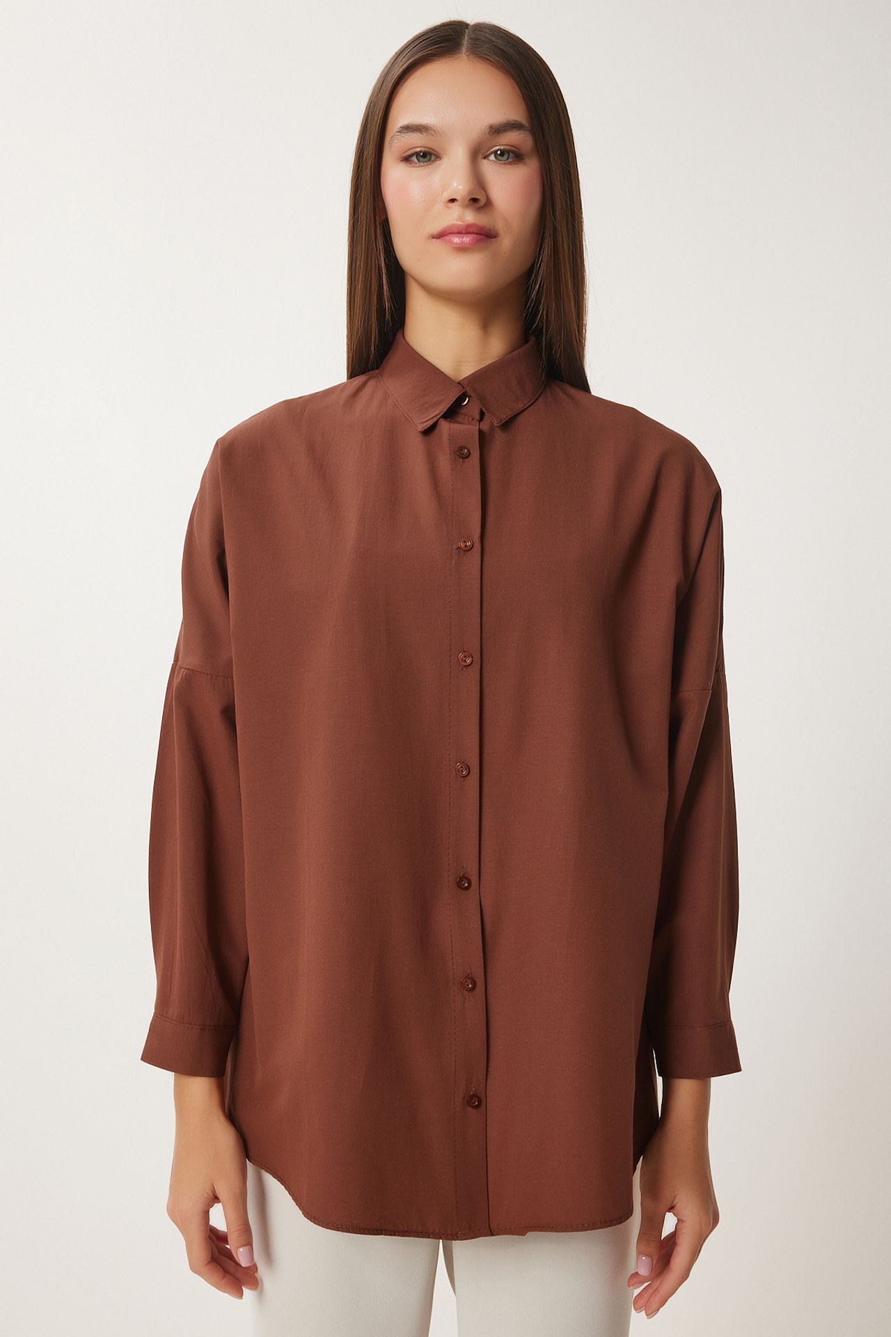 ISTANBUL Oversized Poplin Button-Up Shirt with Long Sleeves 5