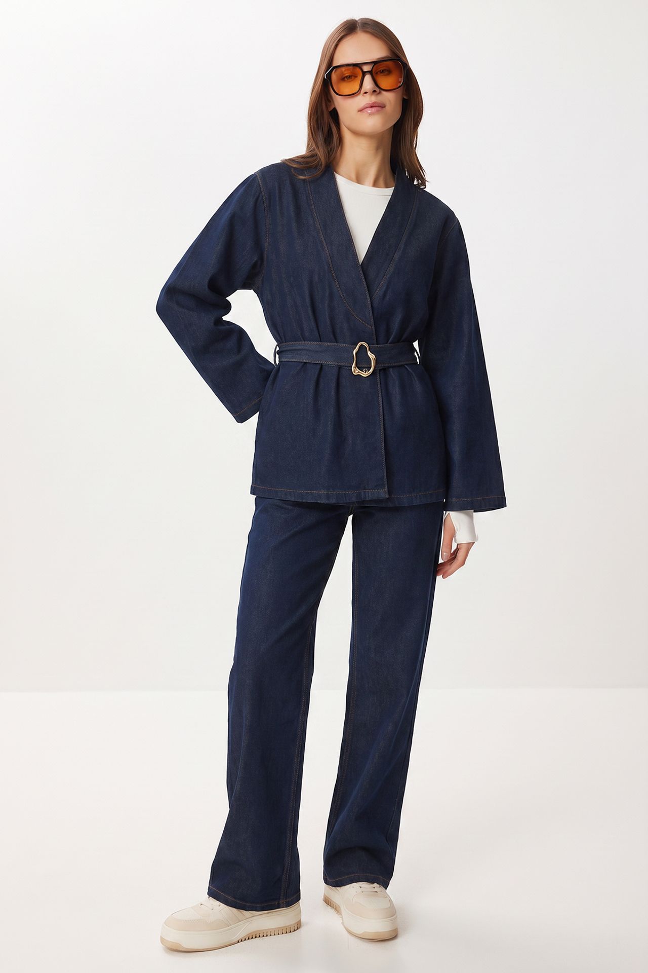 ISTANBUL Cotton Gabardine Jacket And Wide-leg Trousers Set 3