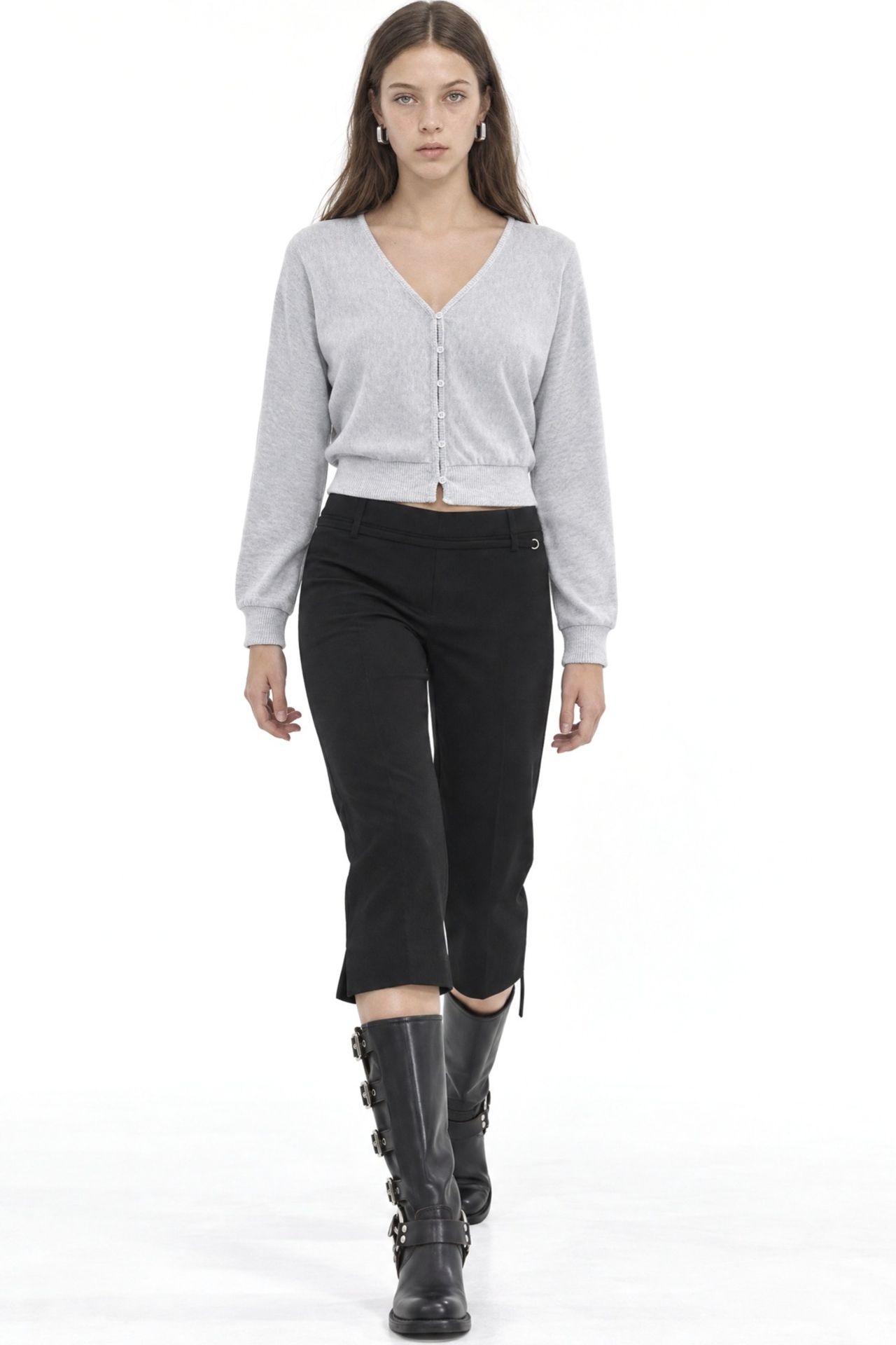 BUSEM V-Neck Ribbed Crop Cardigan 3