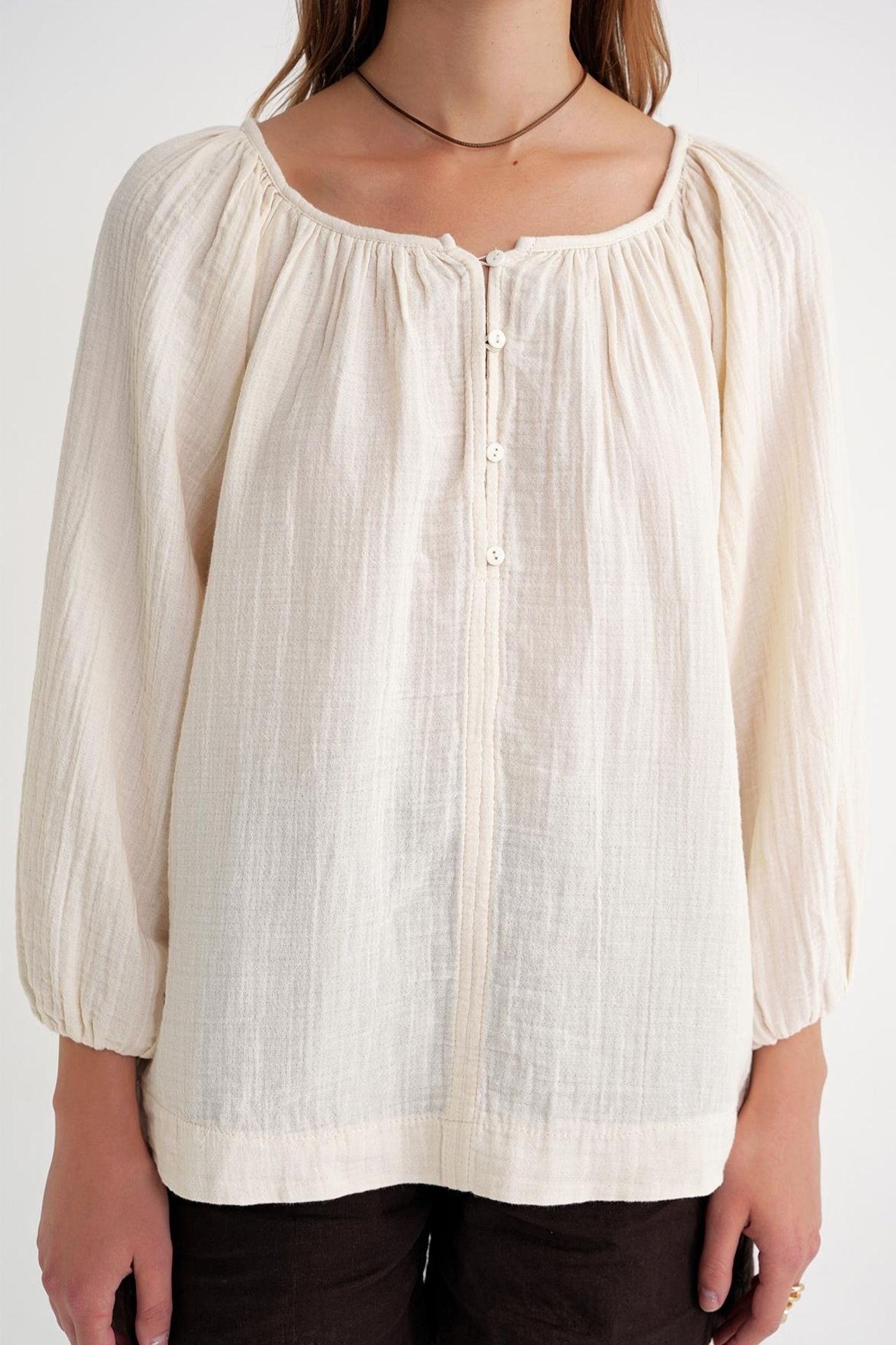 Mixray Buttoned Muslin Blouse 5