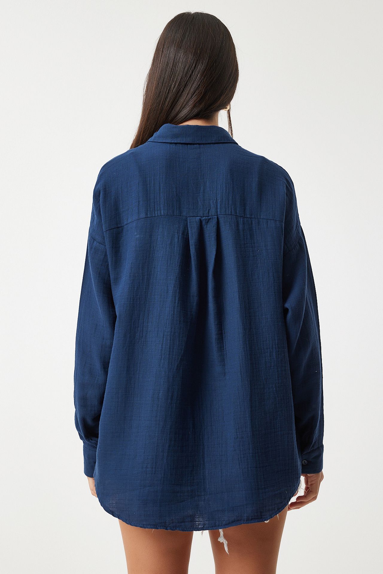 ISTANBUL Oversized Textured Cotton Shirt with Pocket 5