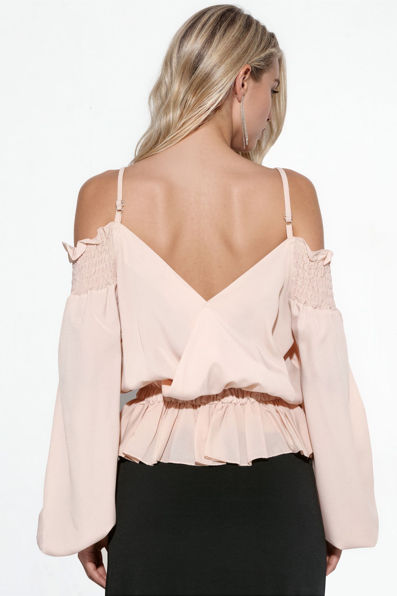 MSN Crop Satin Blouse With Flounce Trim 3