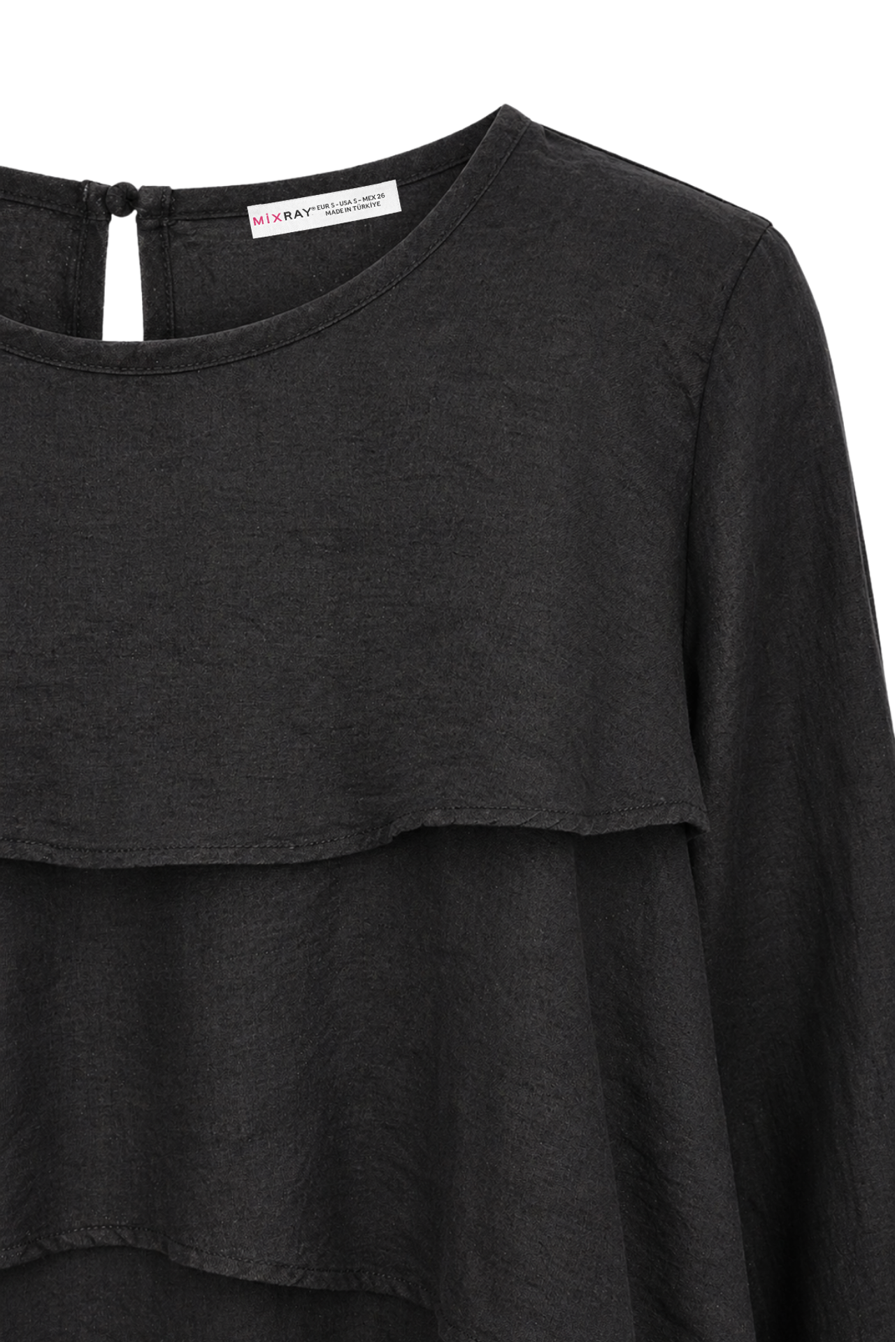 MIXRAY Frilly Long Sleeve Crew Neck Blouse 5