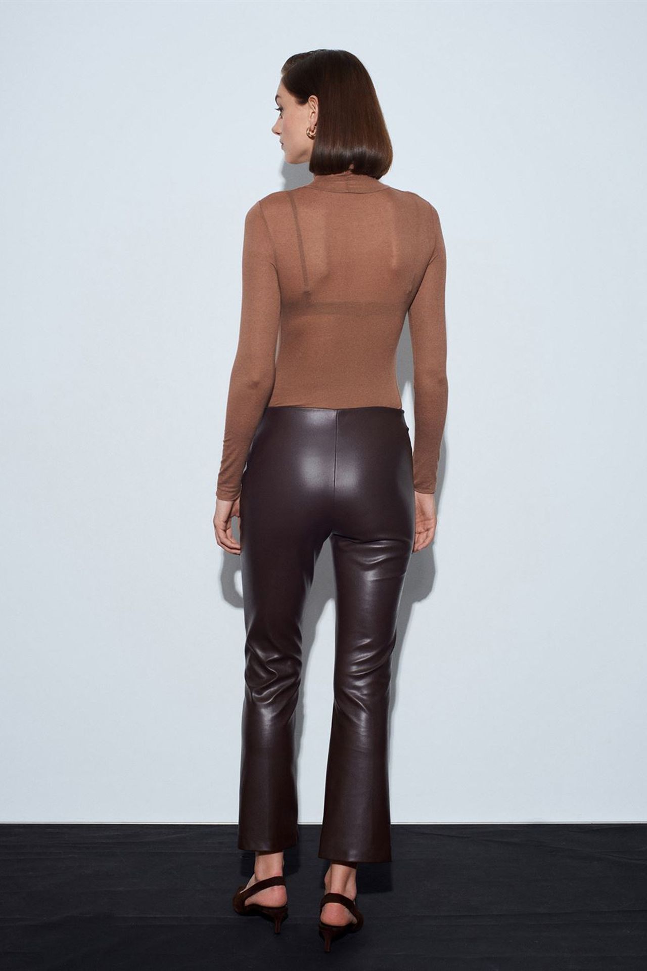 DILVIN High-Waist Faux Leather Flare Leggings