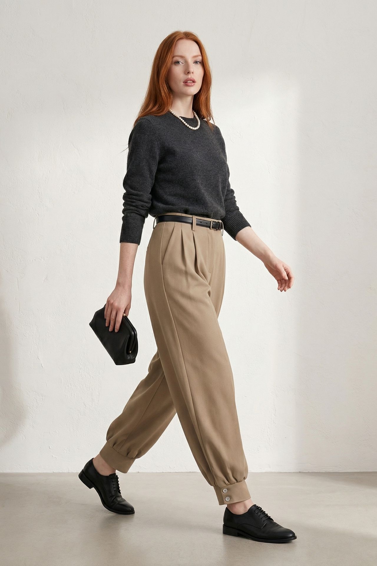 MY FASHION Belted Buttoned Leg Tailored Trousers 2