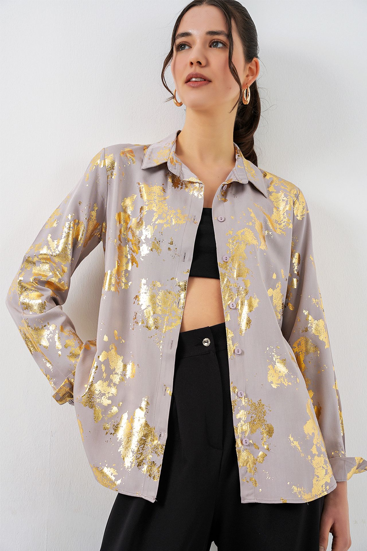 BDART Oversized Abstract Print Button-Front Shirt 1