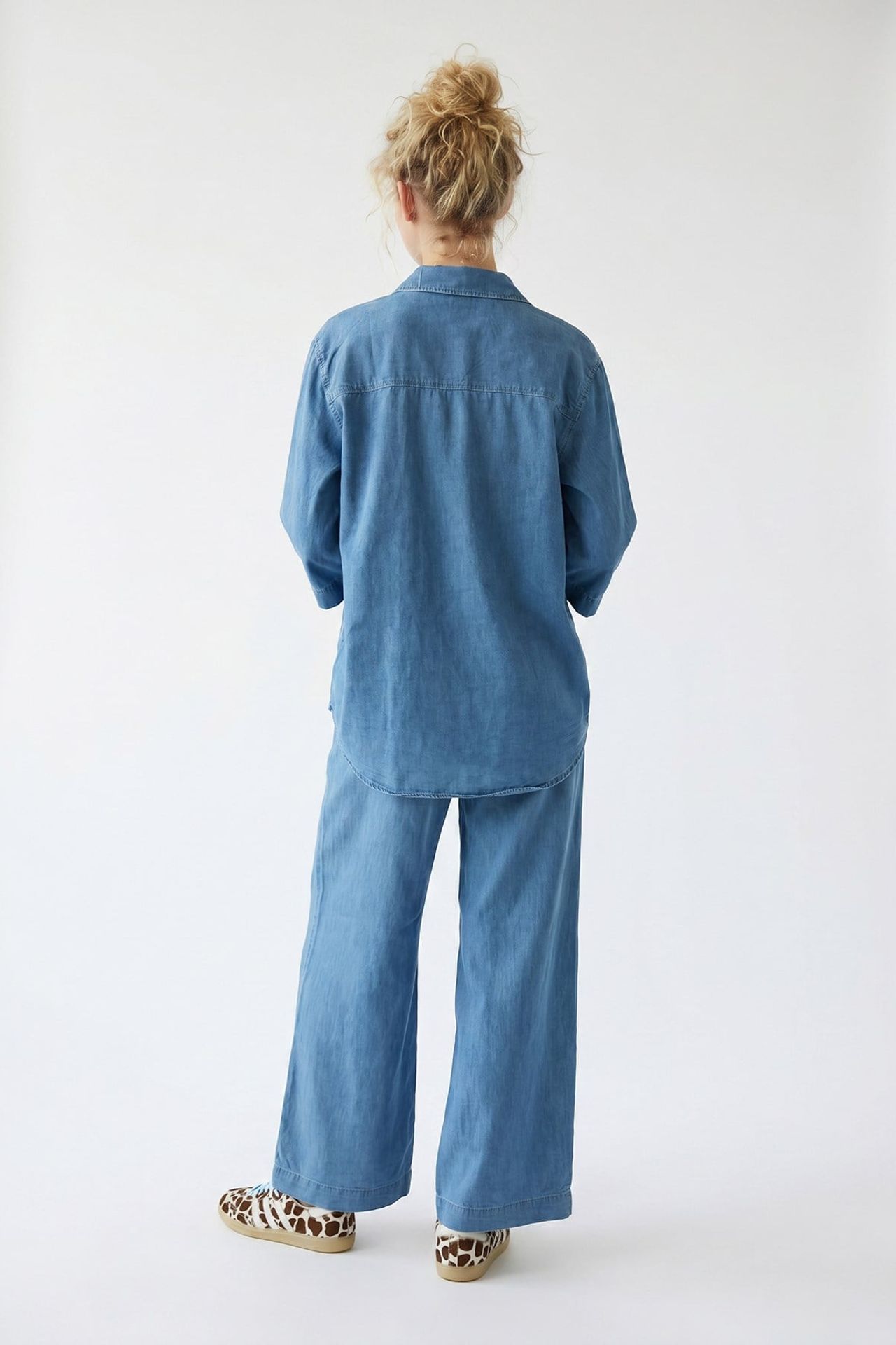 MIXRAY Cotton Shirt And Wide-leg Trouser Set 5