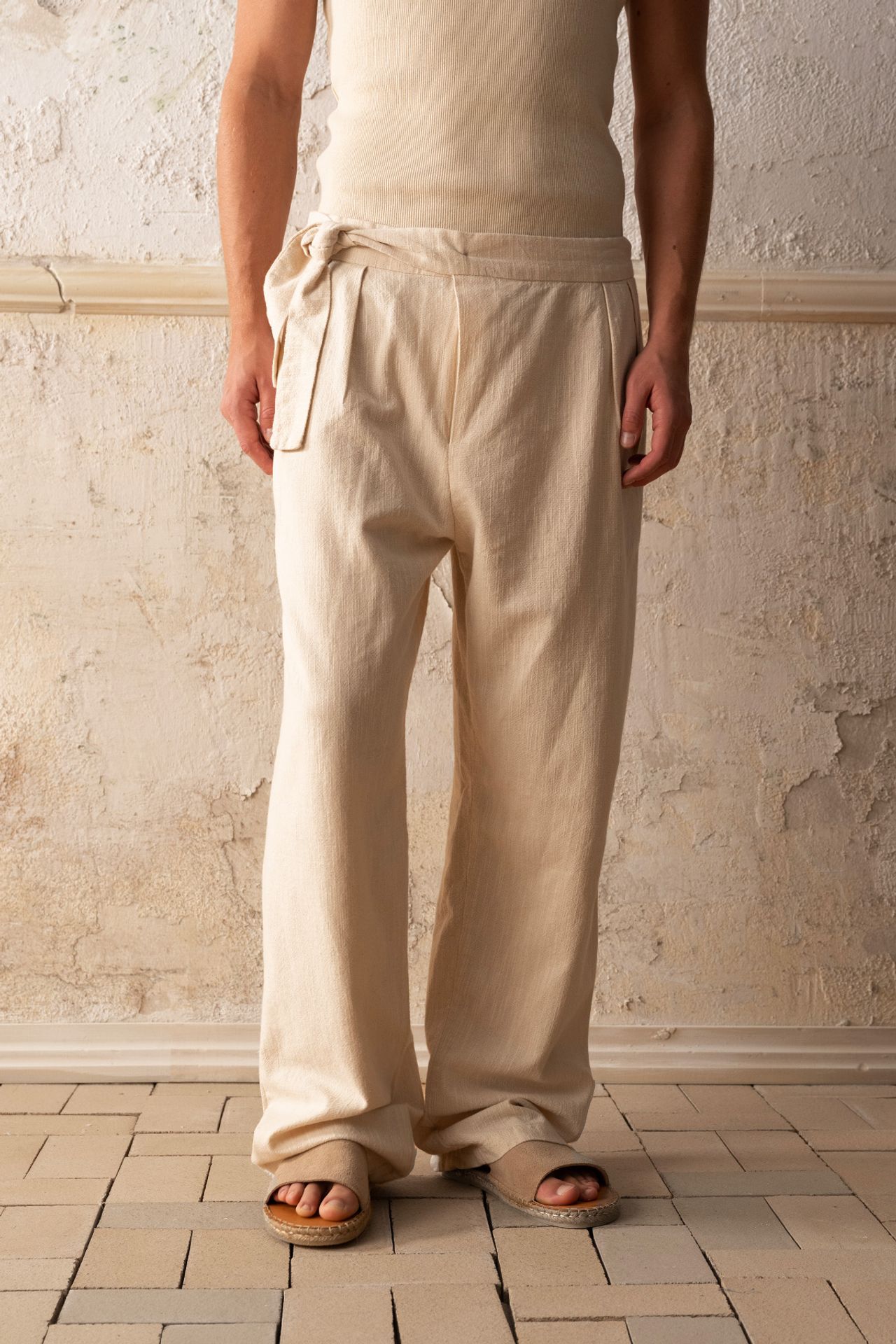 GIESTO Belted Relaxed Fit Wide Leg Pants 4