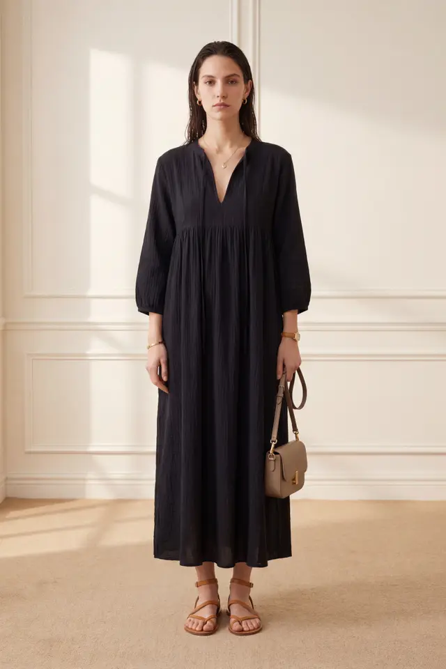 MY FASHION Tie Detail Loose Fit Maxi Dress