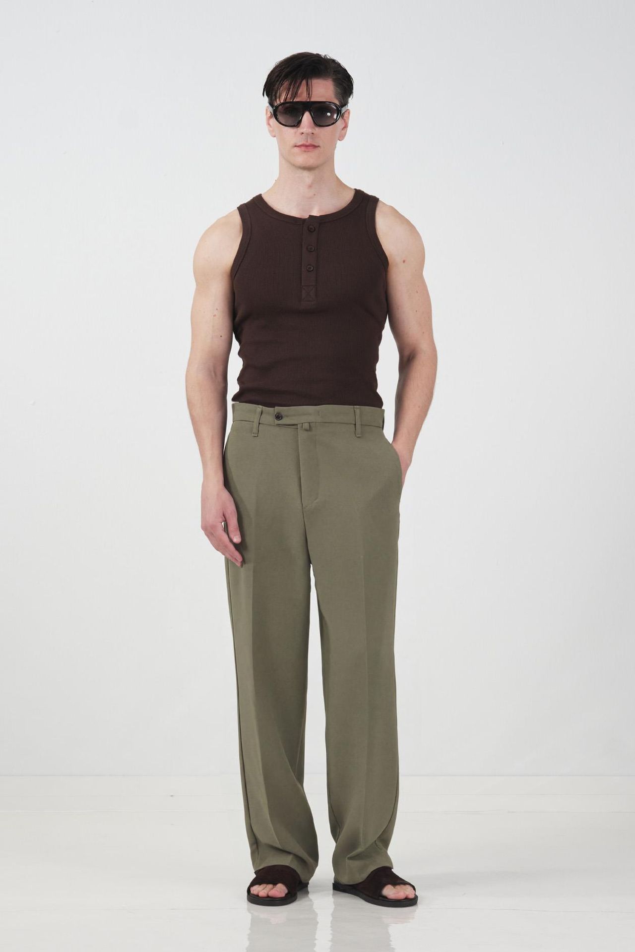 GIESTO Tailored Mid Waist Straight Leg Pants 1