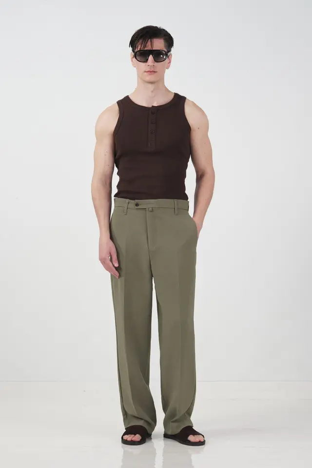 GIESTO Tailored Mid Waist Straight Leg Pants