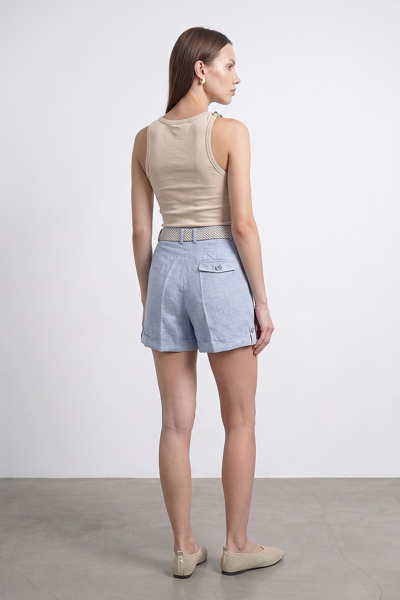 DILVIN Women's Linen High-Waist Tailored Shorts 2
