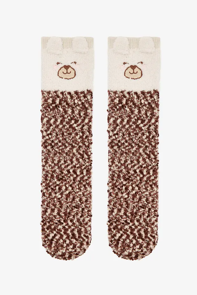 PENTI Kırık Sleepy Bear Embroidered Home Slippers