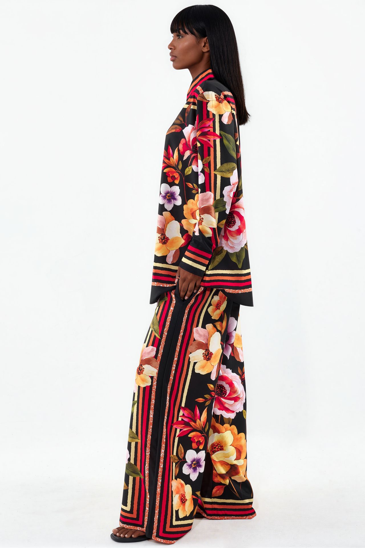 MSN Floral Shirt And Wide-leg Trouser Set 2