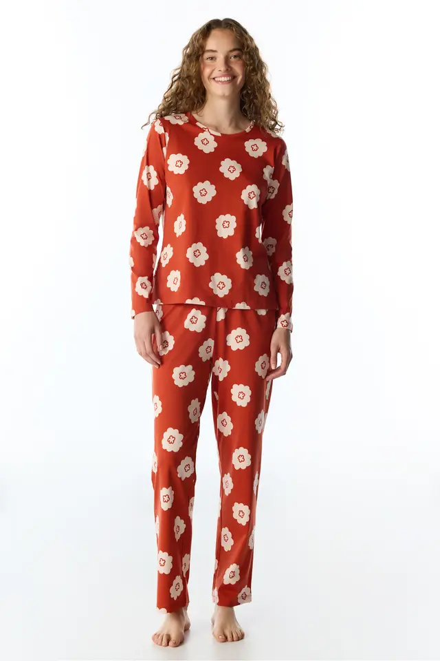 PENTI Soft Bloom Floral Long Sleeve Pants Pajama Set