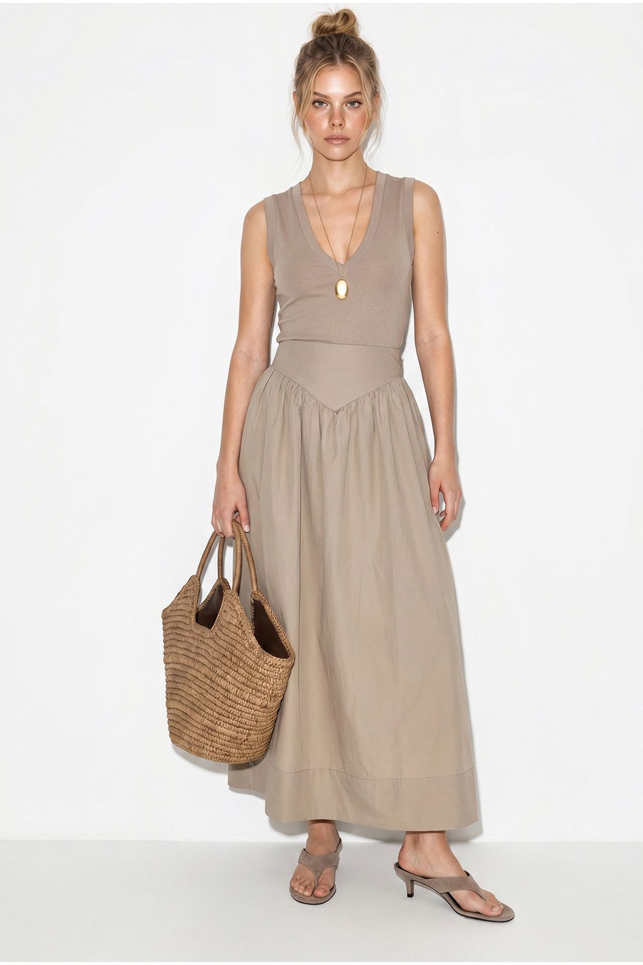 LUCCI High-Waist Maxi Skater Skirt 2