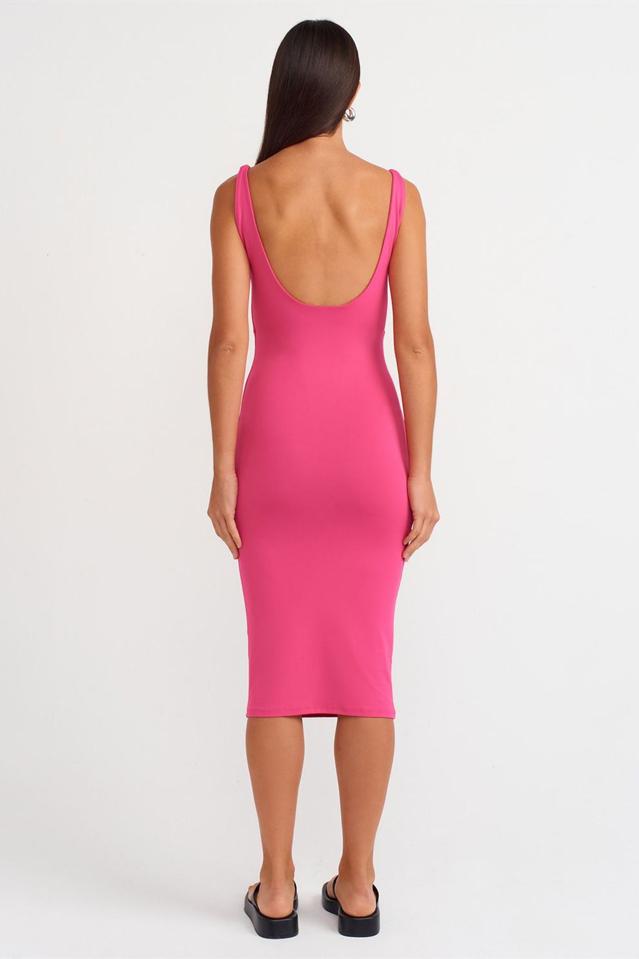 DILVIN Kolsuz Bodycon Midi Elbise 2