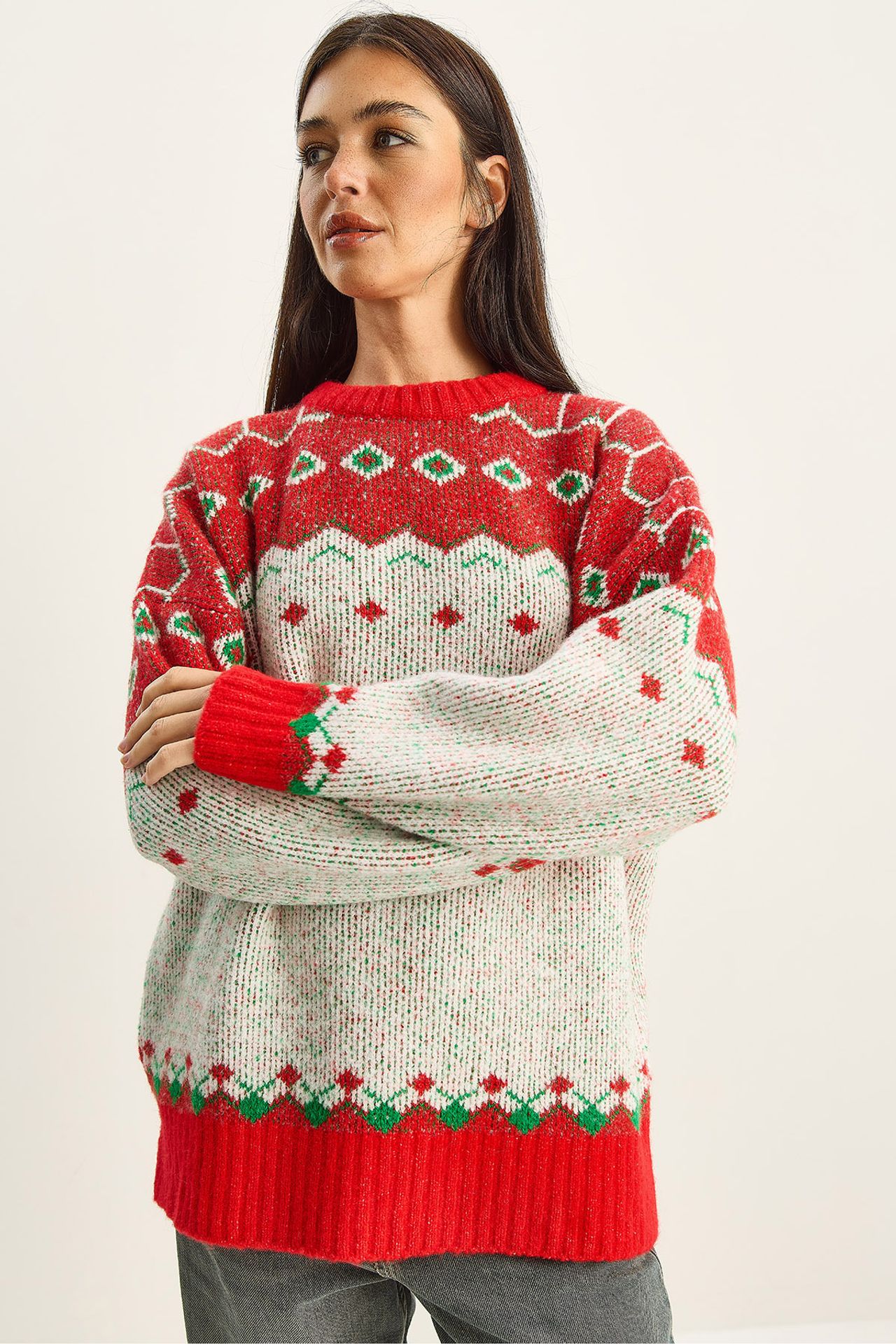 LUCCI Oversized Geometric Knit Sweater 4
