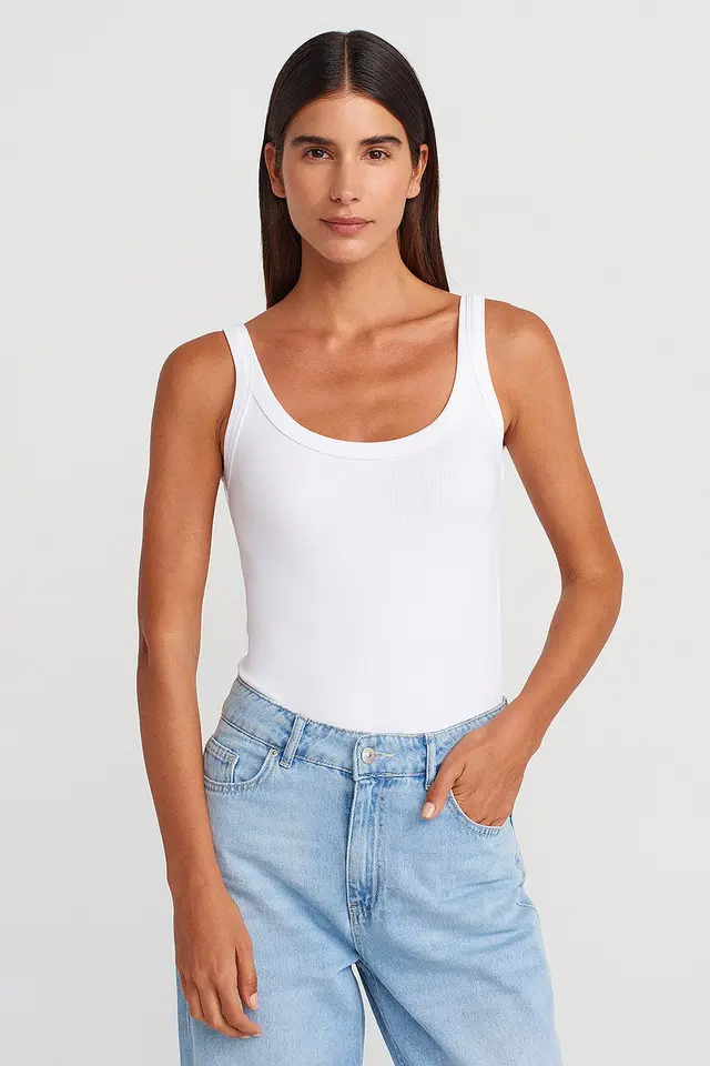 DILVIN Sleeveless Ribbed Cotton-blend Bodysuit