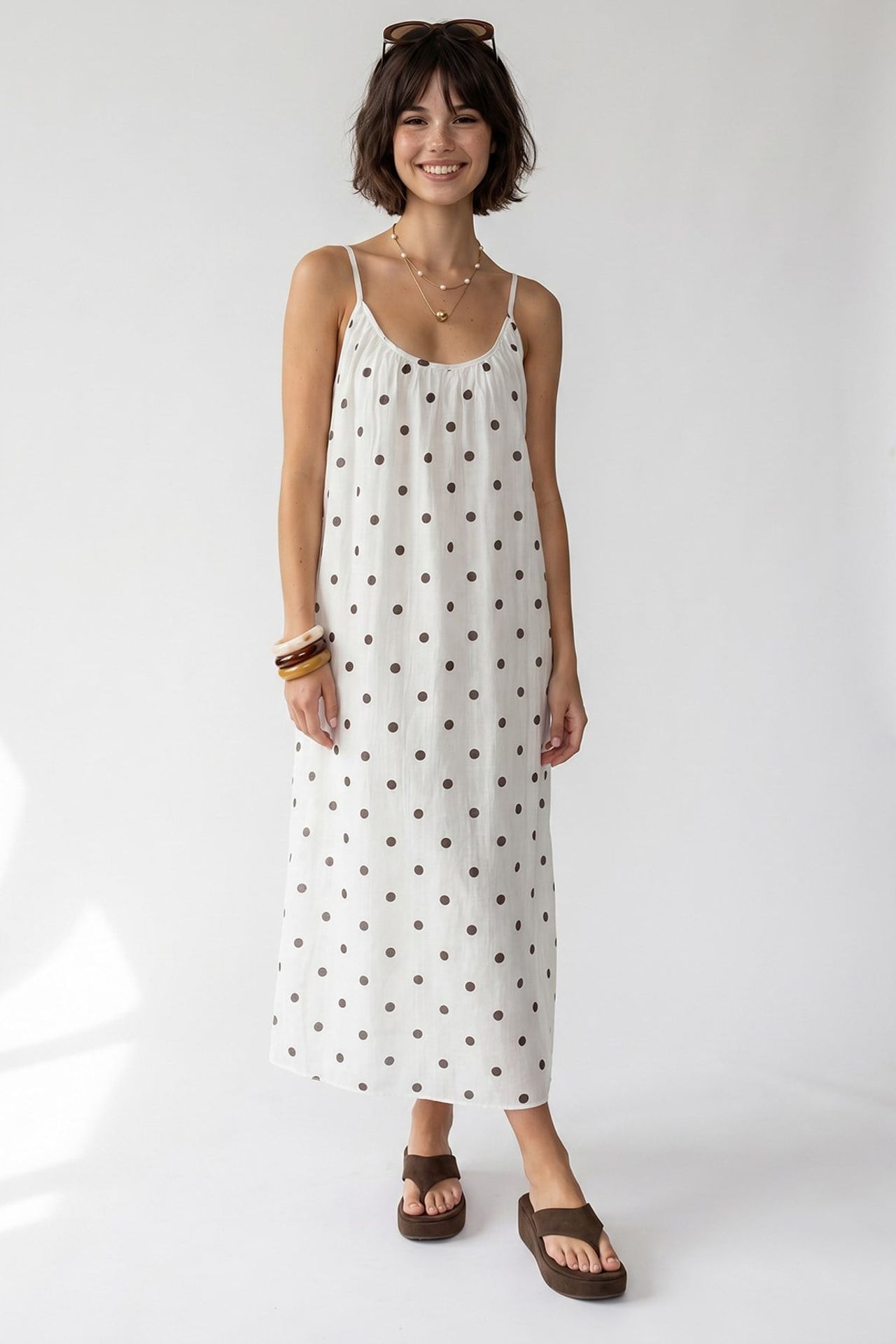 MIXRAY Polka Dot A-Line Maxi Dress 5
