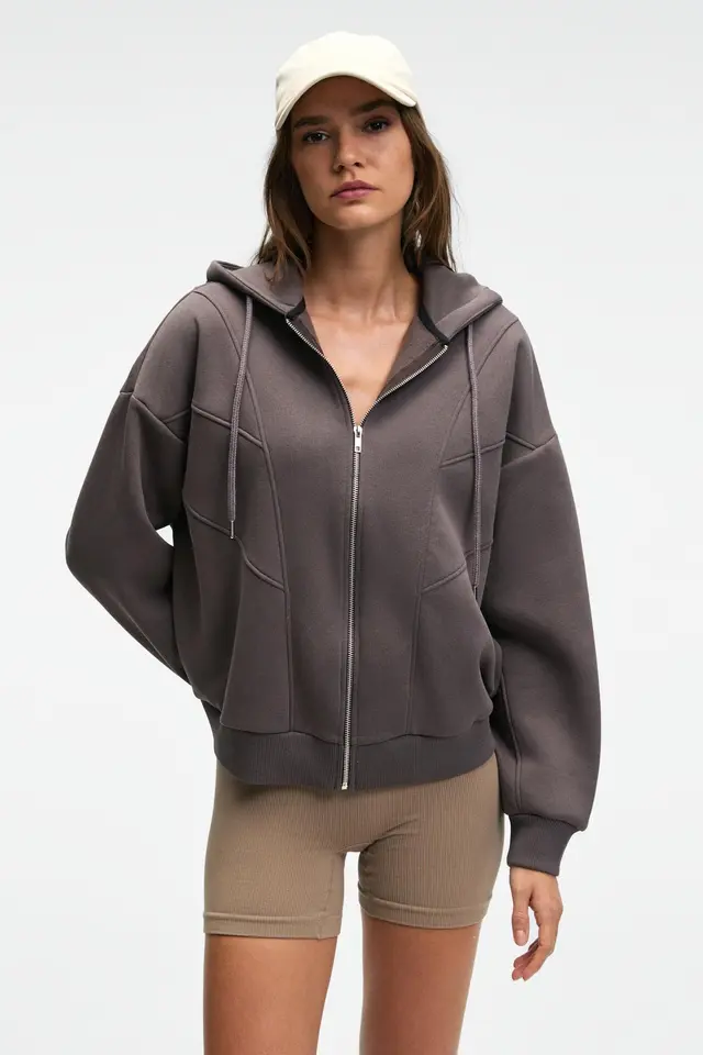 GRIMELANGE Hooded Oversized Zip Sweatshirt