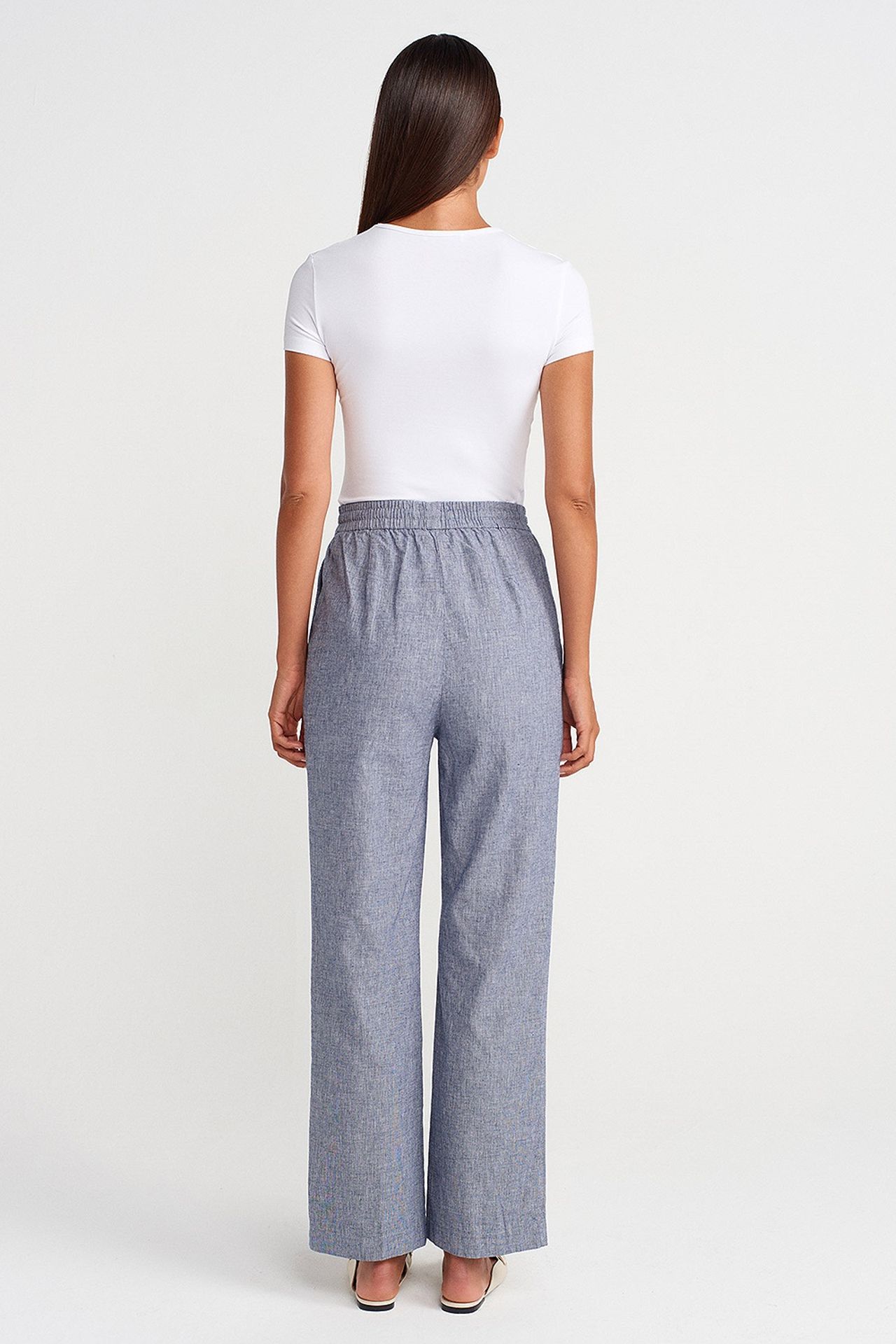 DILVIN Wide-Leg Tencel Trousers With Drawstring Waist 2