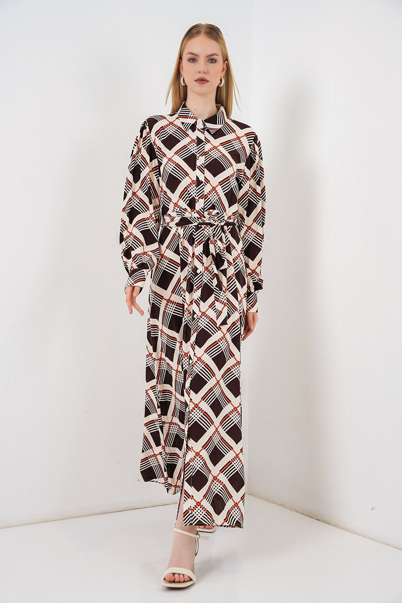 BDART Plaid Midi Shirt Dress with Button Closure
