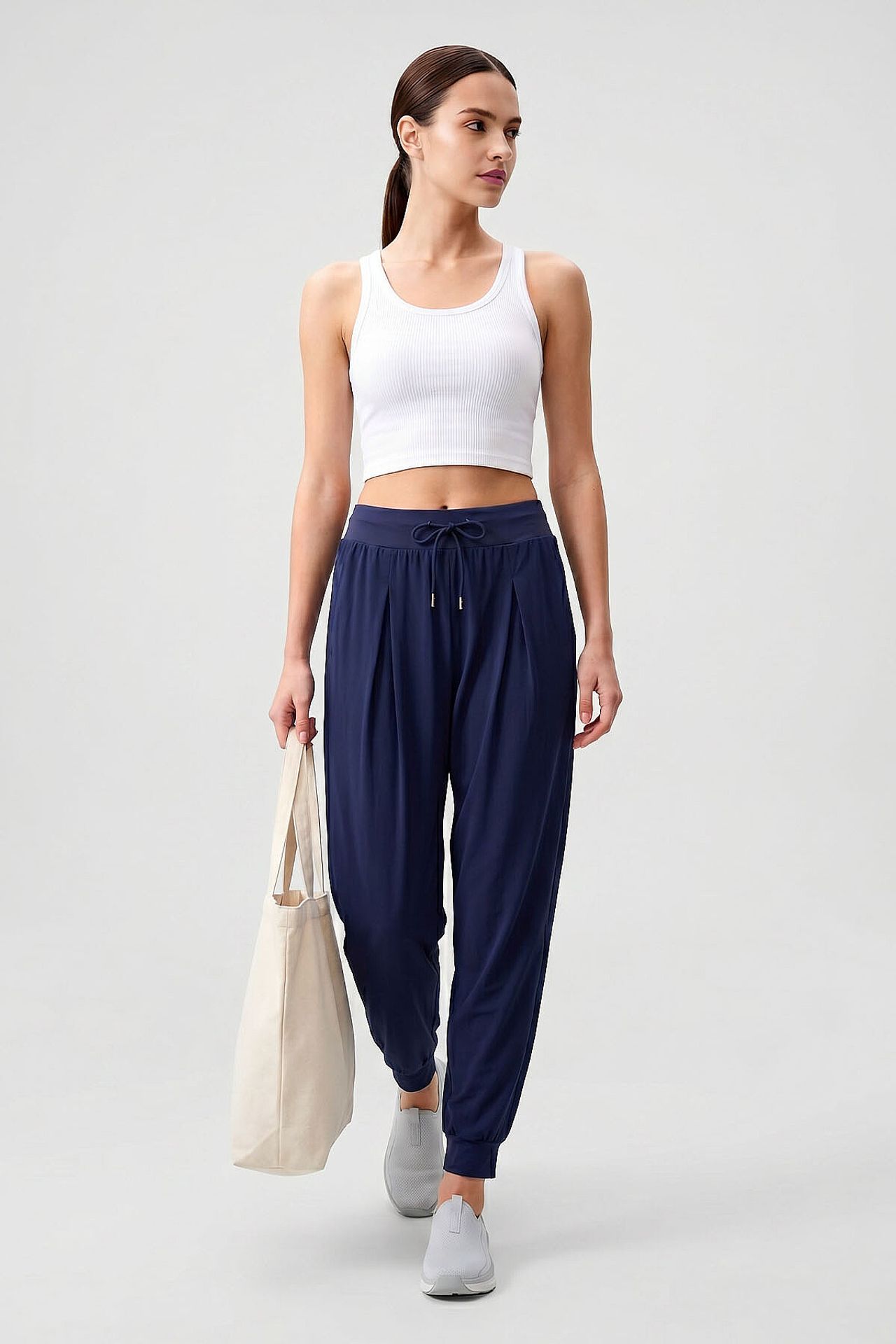 TOMMY Mid Waist Thin Jersey Jogger Pants with Pocket 2