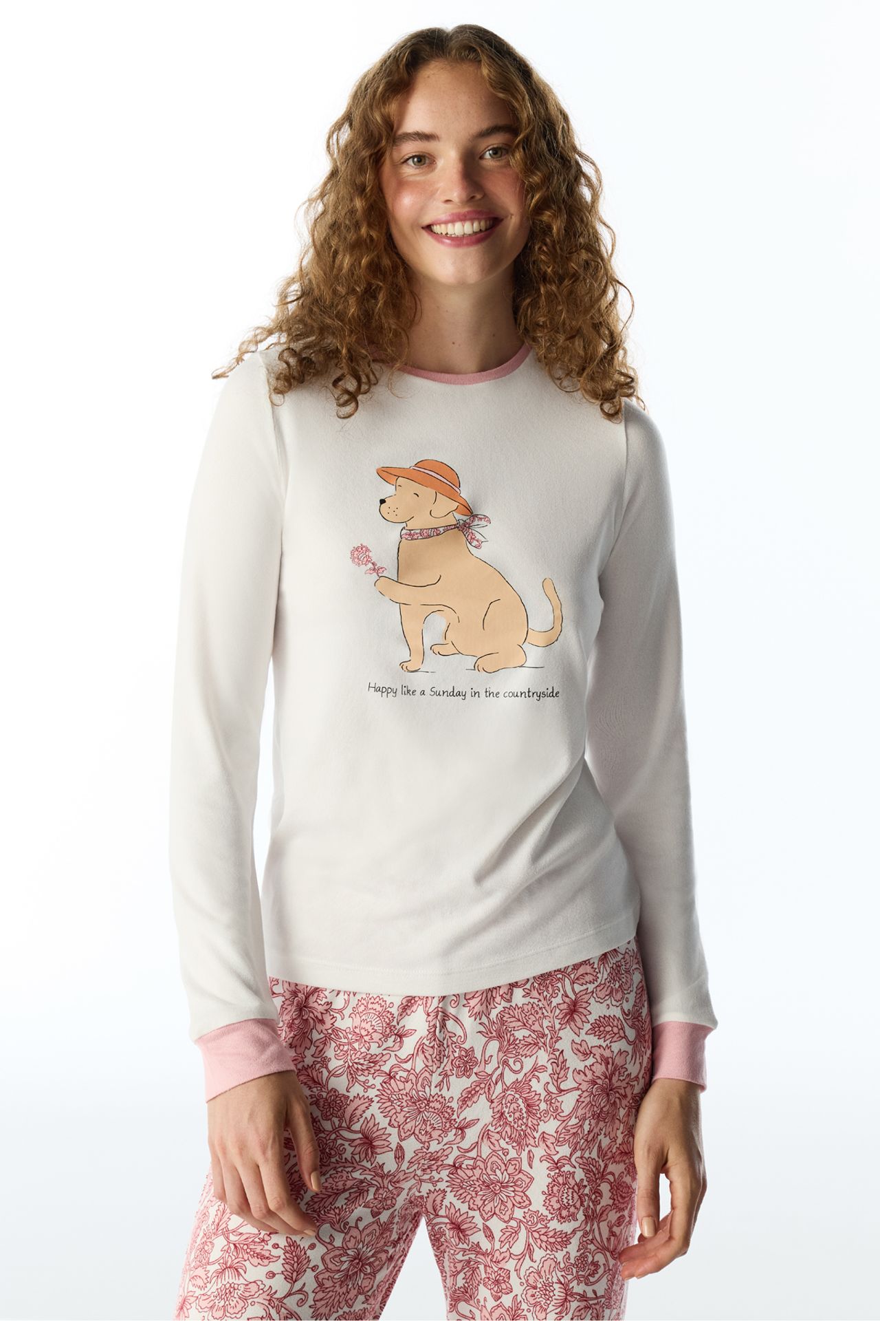PENTI Kırık Countryside Dog Pattern Long Sleeve Pajama Top 2