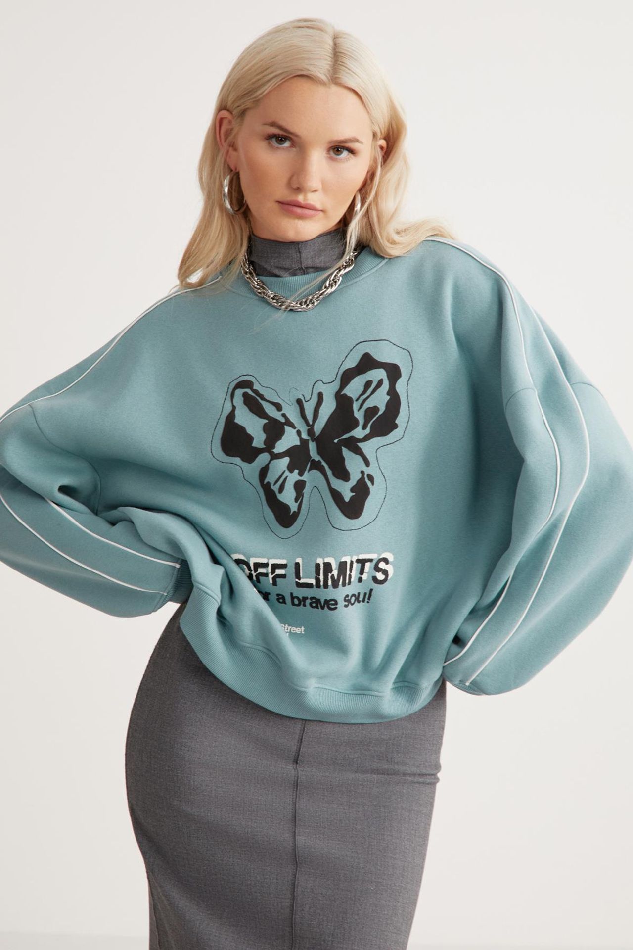 GRIMELANGE Baskılı Sırt Bisiklet Yaka Sweatshirt 3