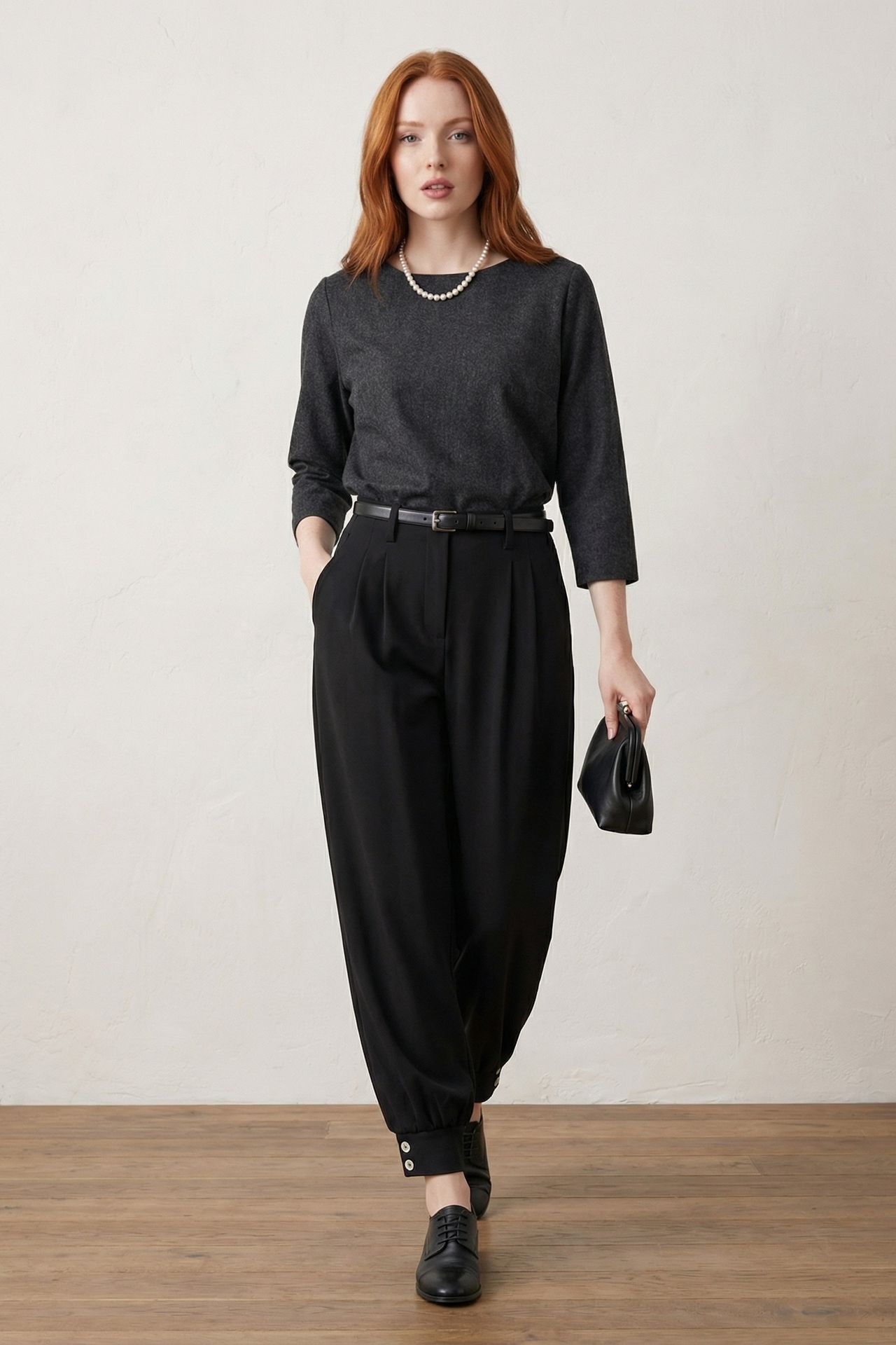MY FASHION Belted Buttoned Leg Tailored Trousers 1