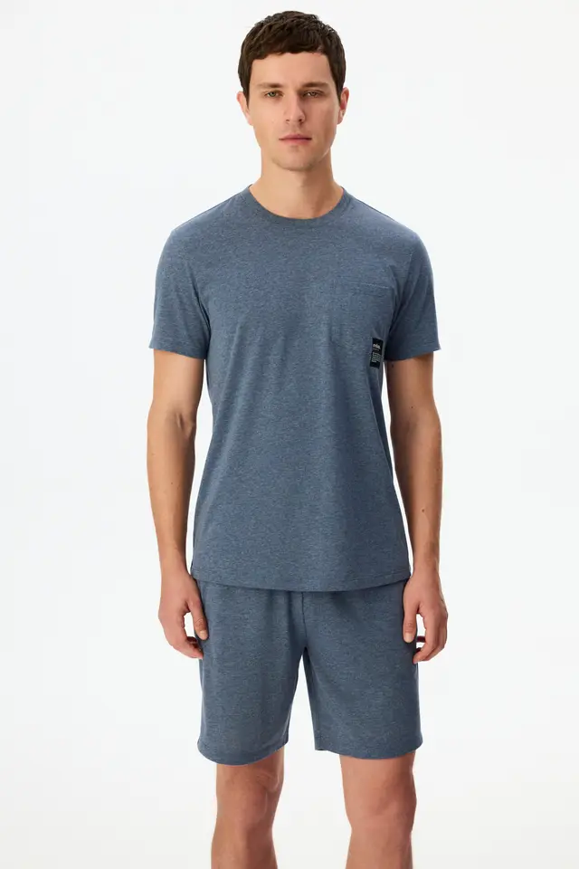 PENTI Men's Soft Short Sleeve Shorts Pajama Set