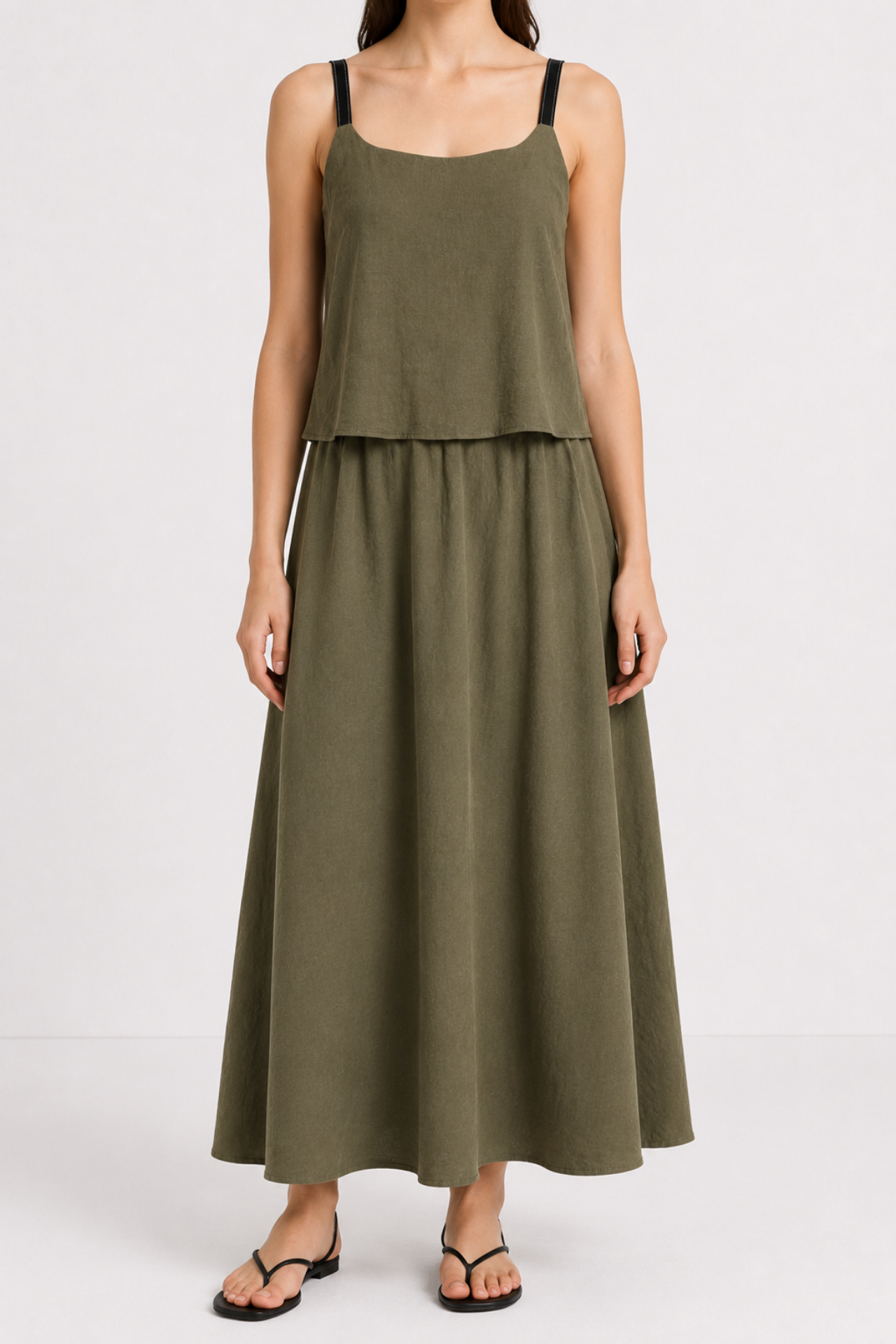 MIXRAY Sleeveless A-line Maxi Dress With Square Neckline 4