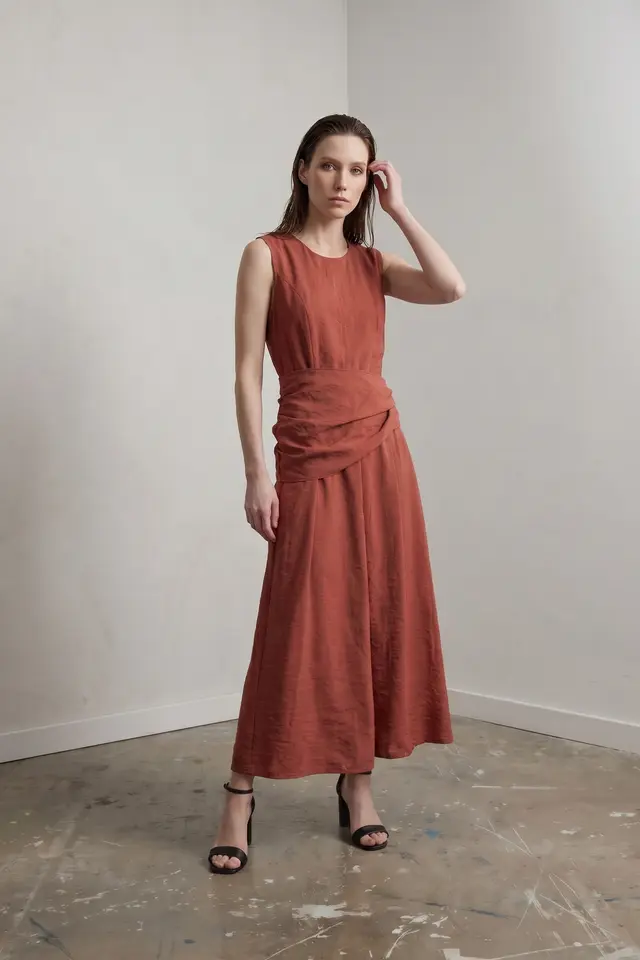 MY FASHION Sleeveless A-Line Midi Dress