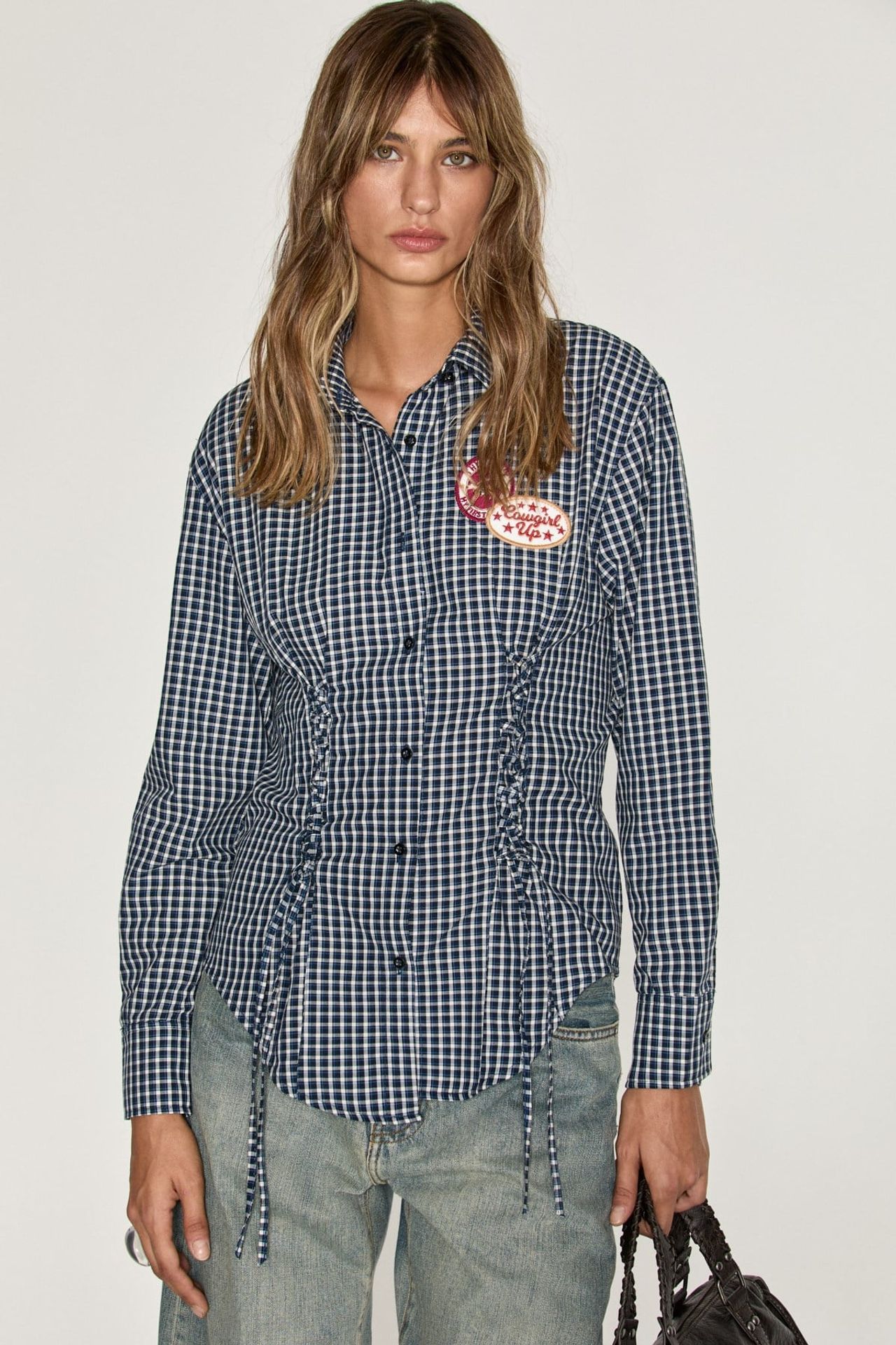 GRIMELANGE Plaid Shirt Collar Shirt 2